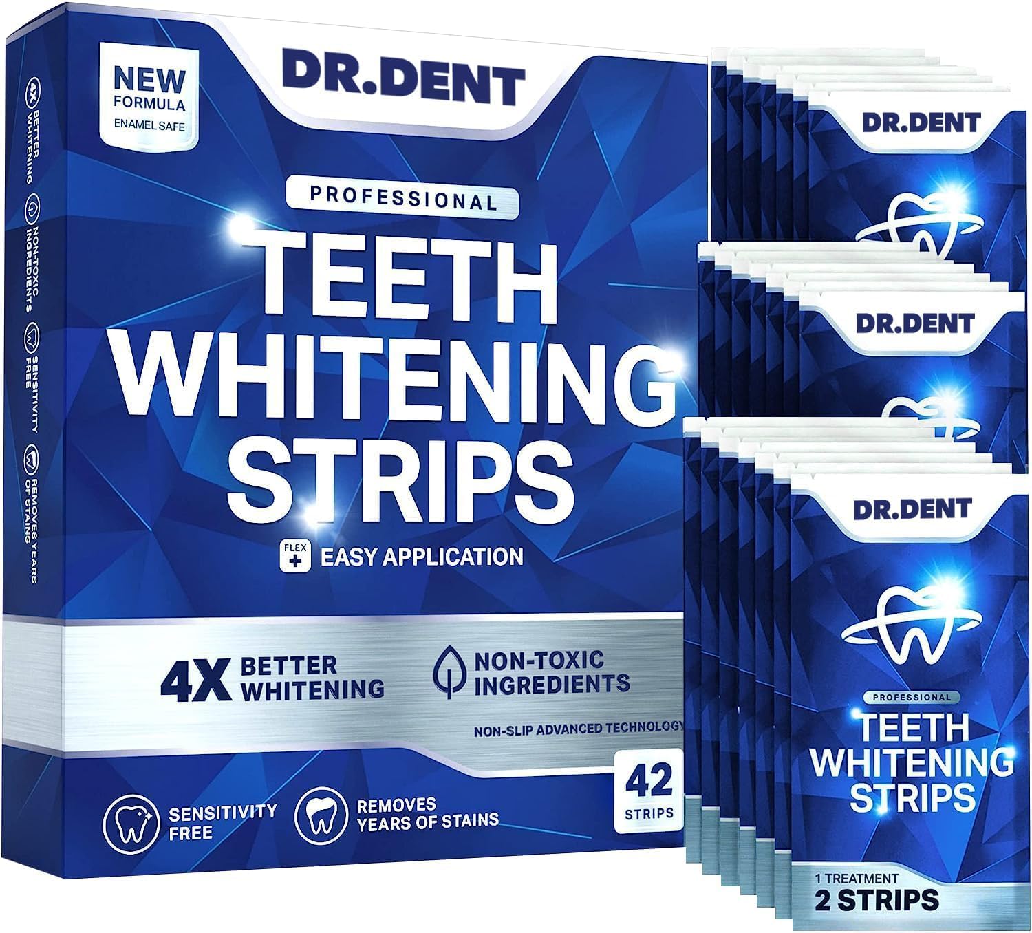 Detalle de DRDENT Teeth Whitening Strips Professional Strength – 21 Treatments (42 Strips) with Mouth Opener