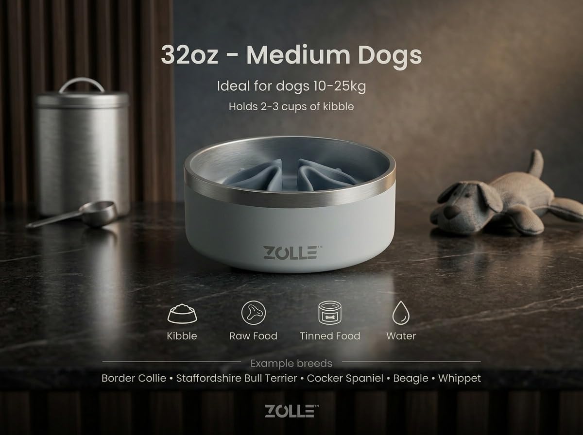 Detalle 2 de ZOLLE 32oz Stainless Steel Slow Feeder Bowl