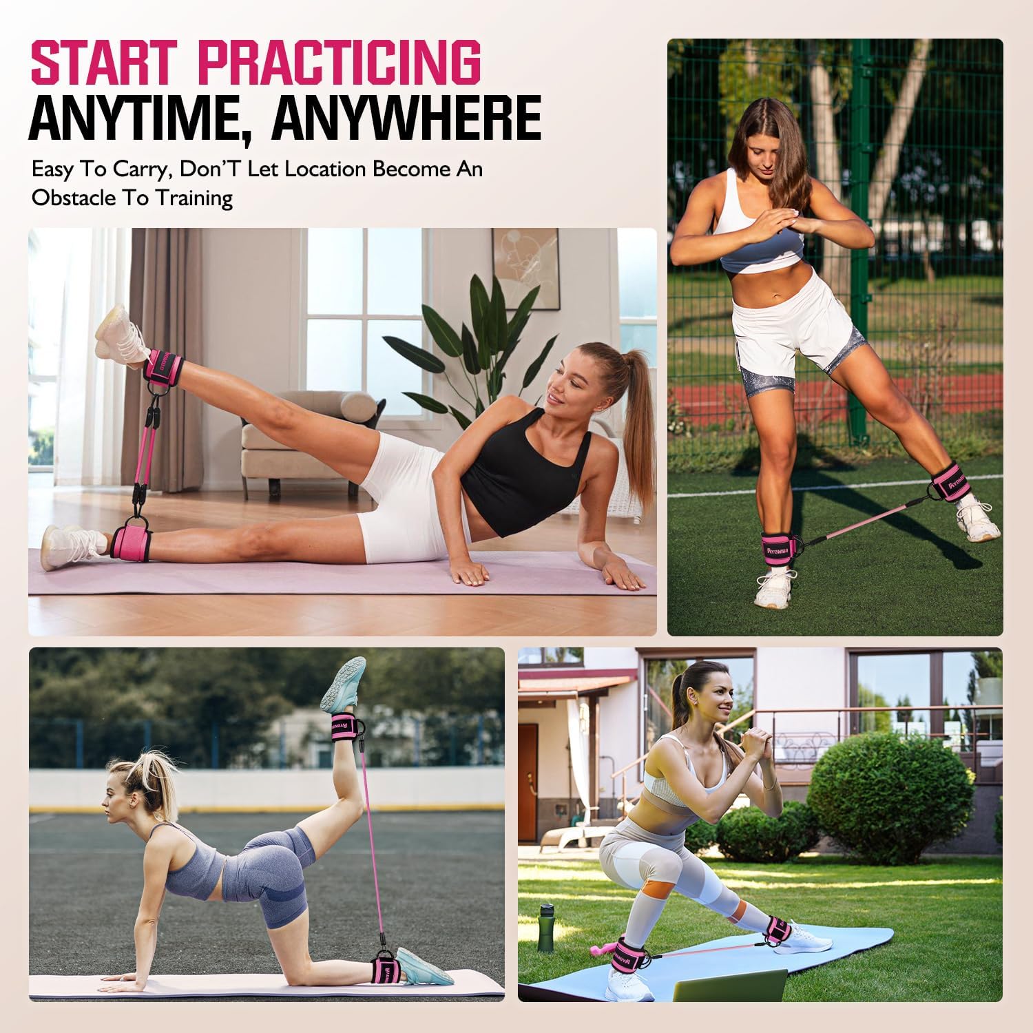 Detalle 2 de Ayombo Ankle Bands Ankle Resistance Bands with Cuffs, 3 Resistance Levels
