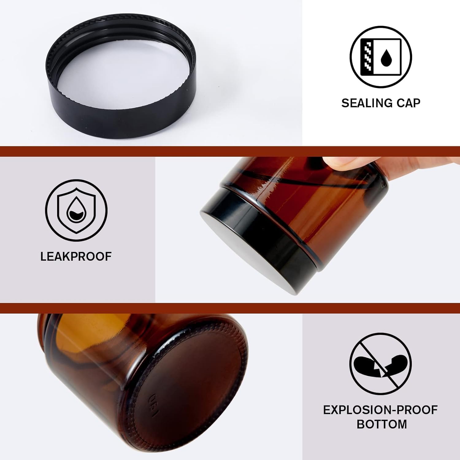 Thumbnail 4 de Amber Glass Jars 200ml Pack 8