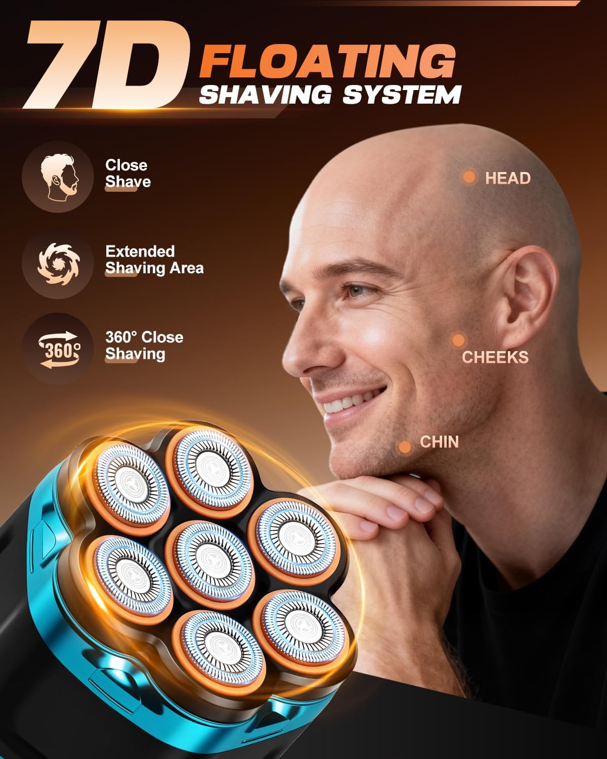Thumbnail 1 de Zenmos Mens Head Shaver Bald – 7D Electric with LED Display, IPX5 Waterproof, Magnetic Blade Head (Blue)