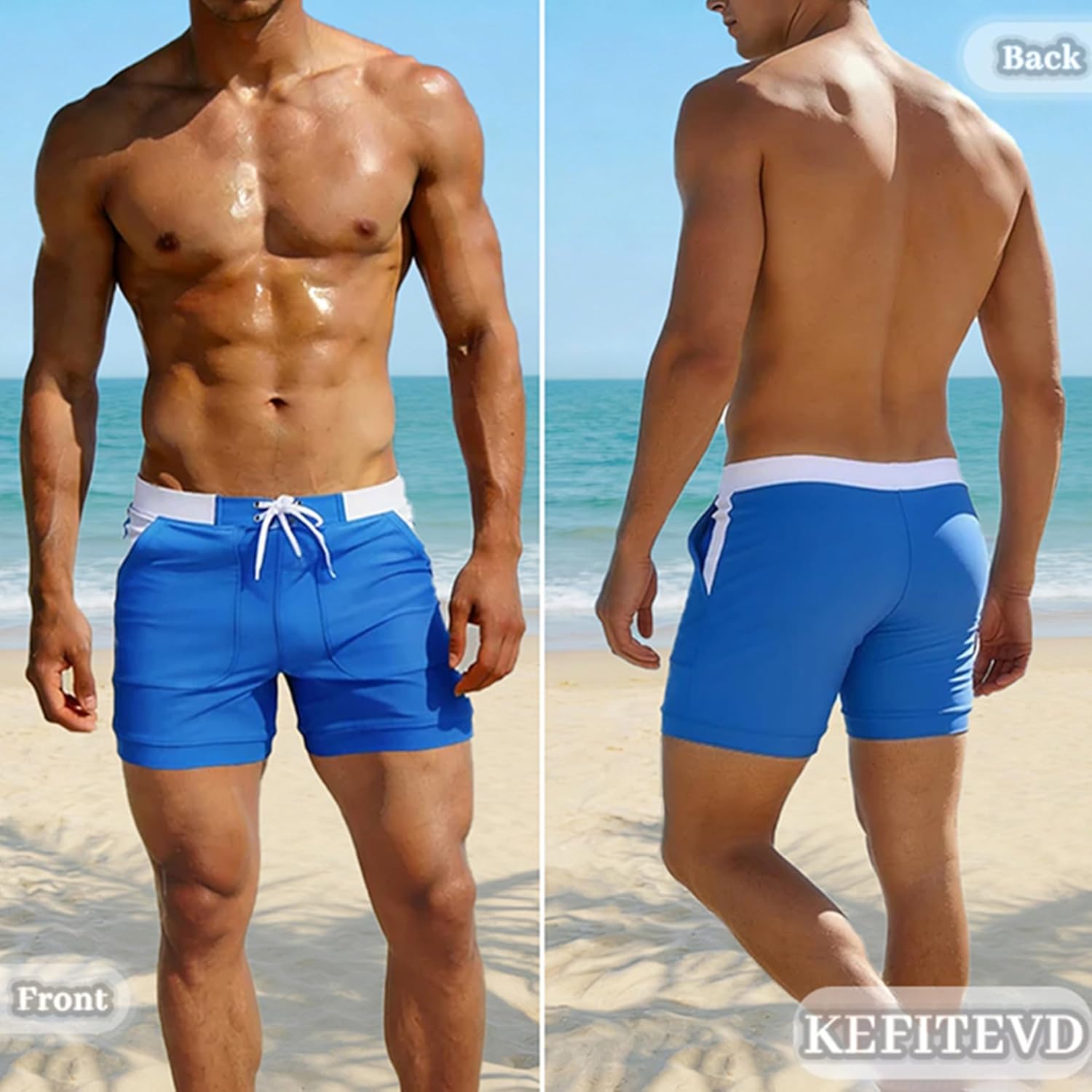 Thumbnail 1 de KEFITEVD men’s quick-dry swimming shorts (YK016) with adjustable drawstring and pockets