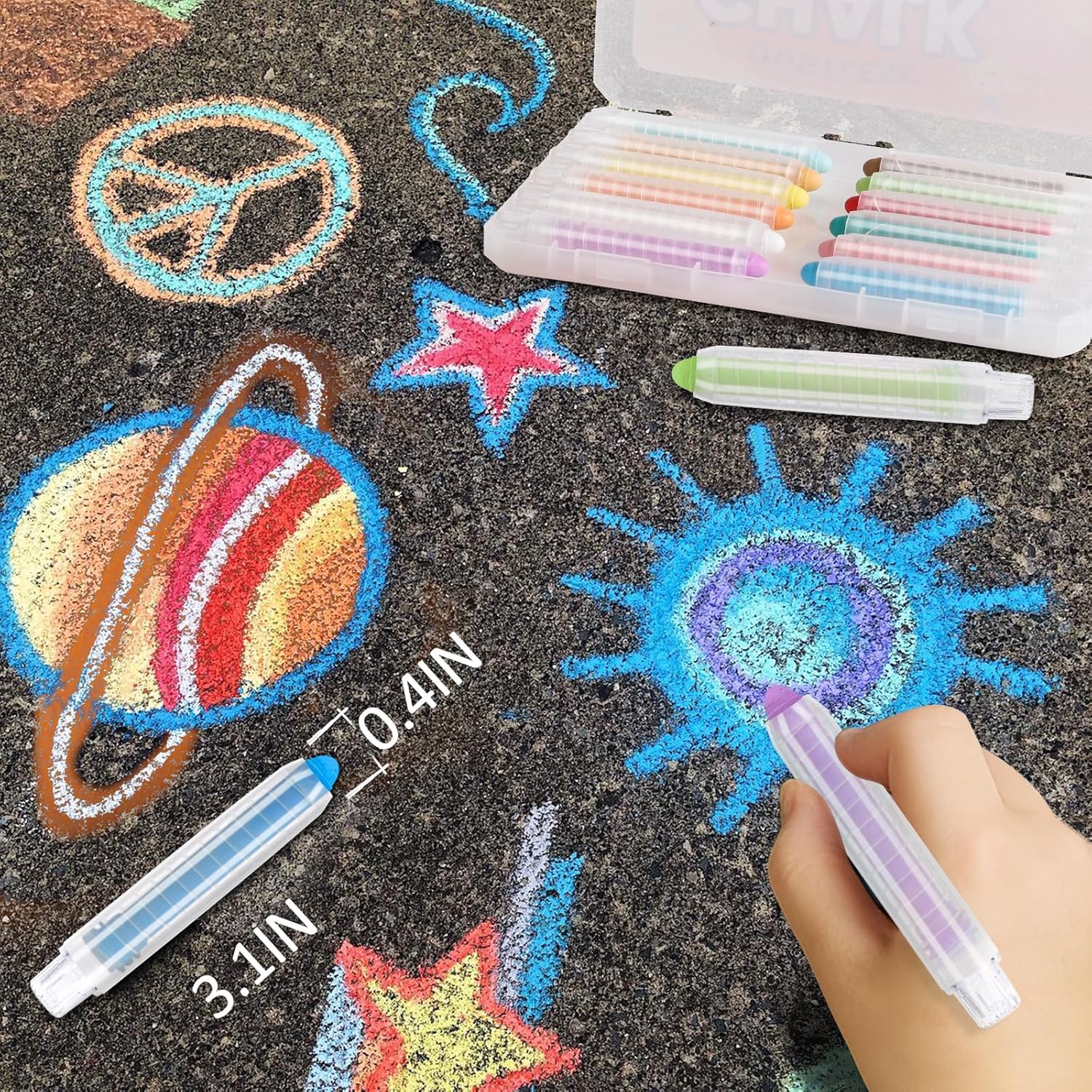 Thumbnail 5 de Dustless Chalk for Kids Indoor Chalkboard – 12-Color Washable Chalk Set with Protective Box
