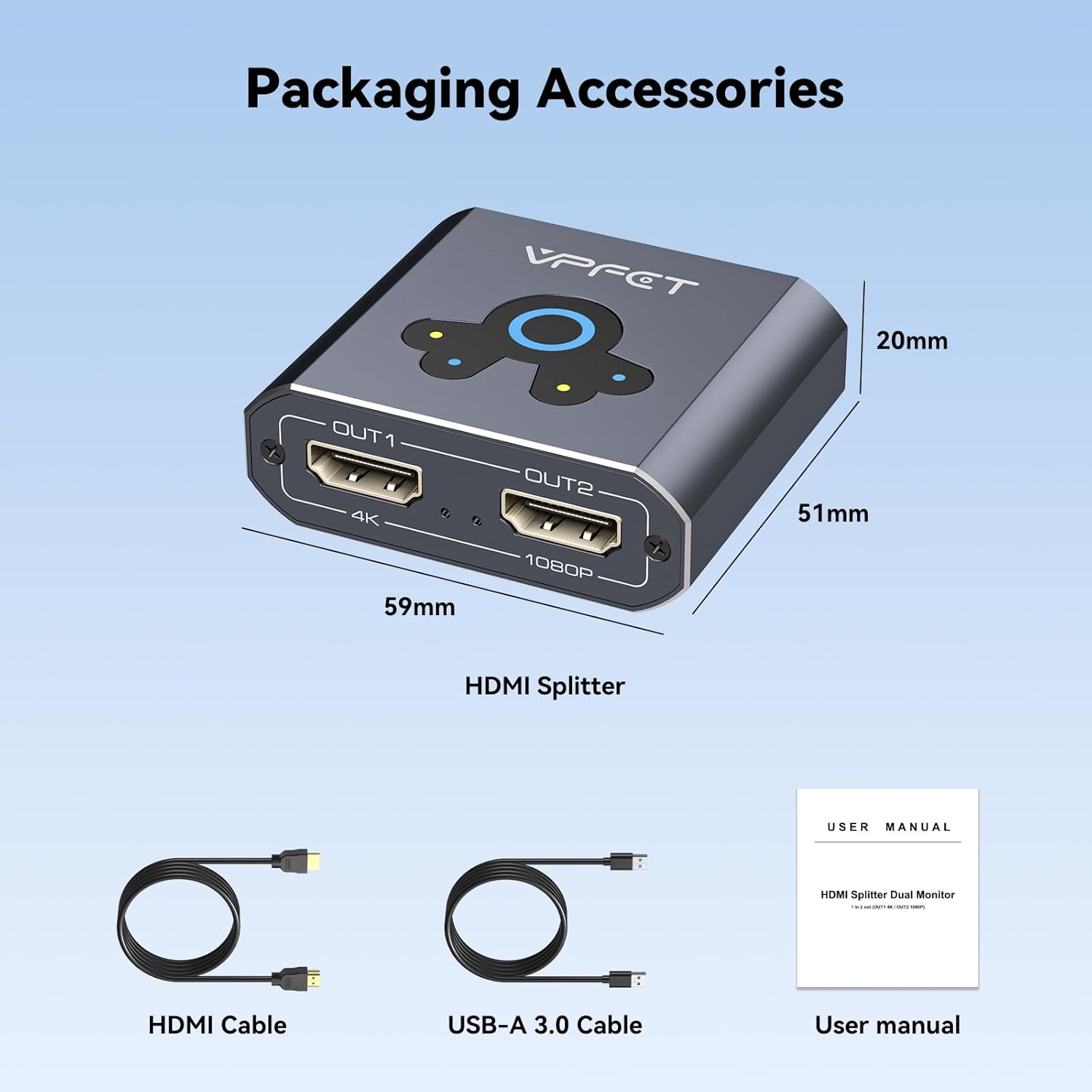 Thumbnail 6 de VEDINDUST HDMI Splitter Extend 4K@60Hz to Dual HDMI Adapter