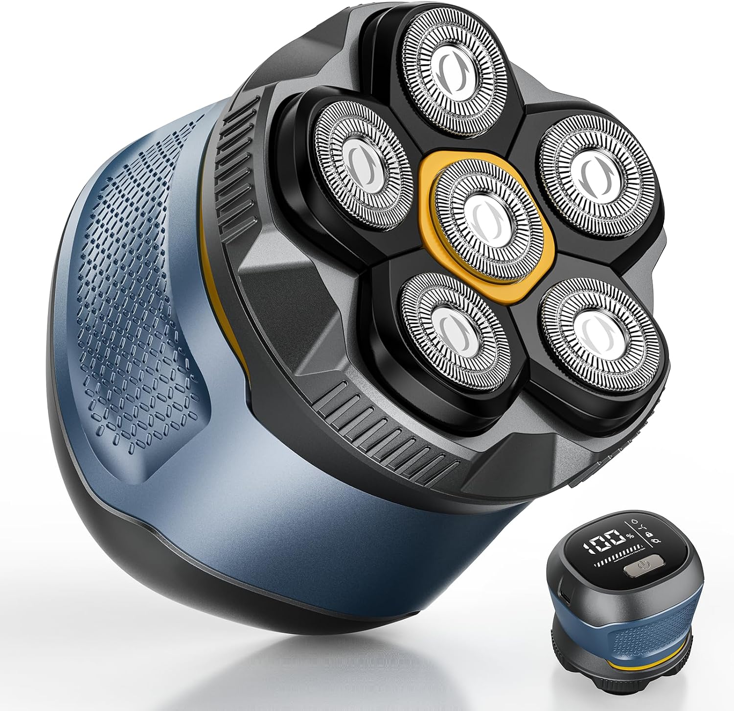 Detalle de Singphere Rasoio Elettrico Testa Calva Uomo – 6D, IPX7, Lame Magnetiche e Display LED