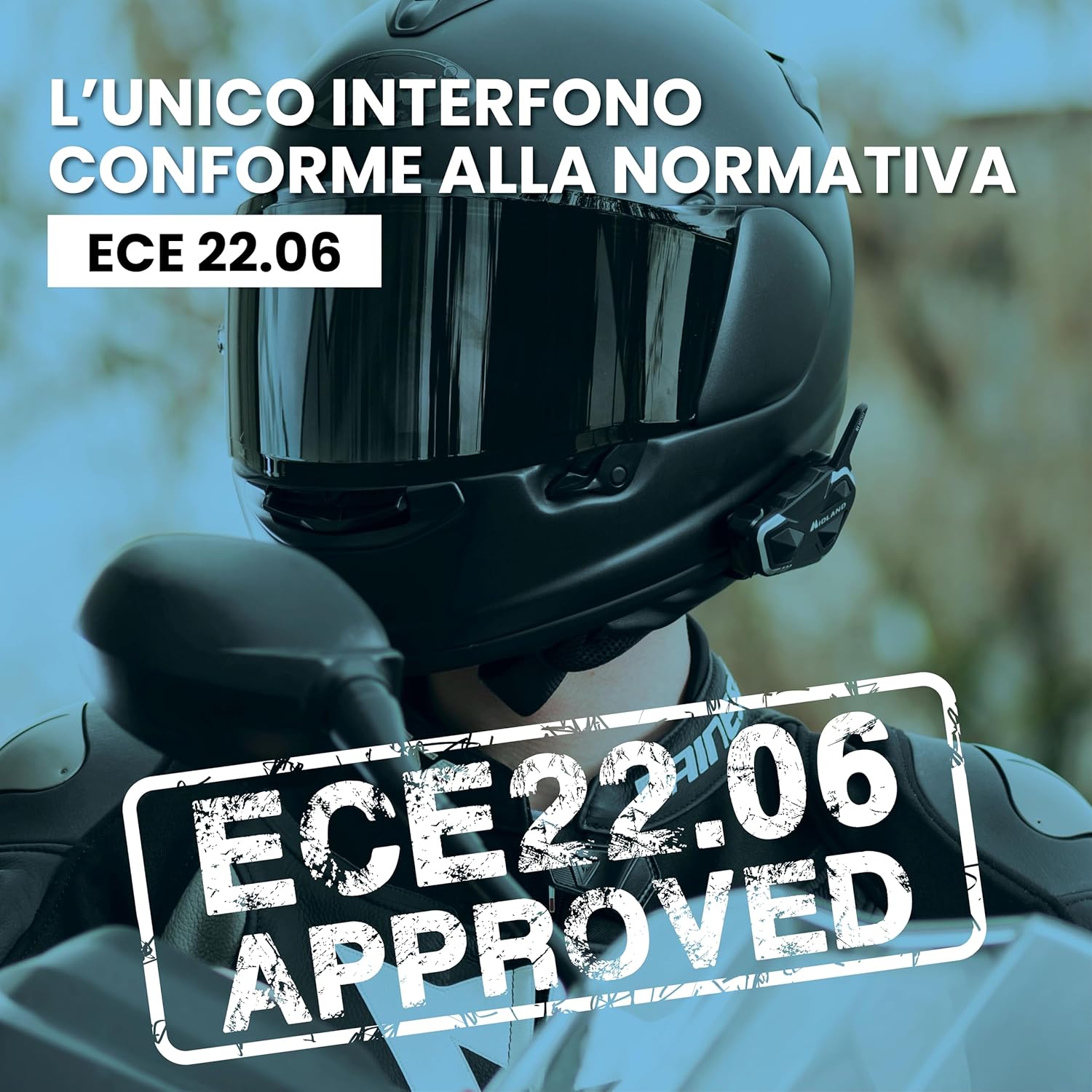 Detalle 2 de Midland R1 Mesh interfono moto Bluetooth + Mesh waterproof IPX6 con auricolari singoli e audio RCF
