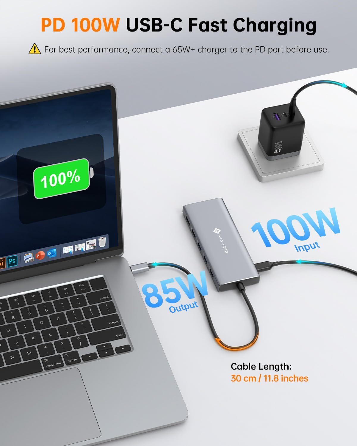 Thumbnail 4 de NOVOO USB-C Docking Station (12-in-1) for Dual Monitors with 2× HDMI, VGA & 100W PD charging