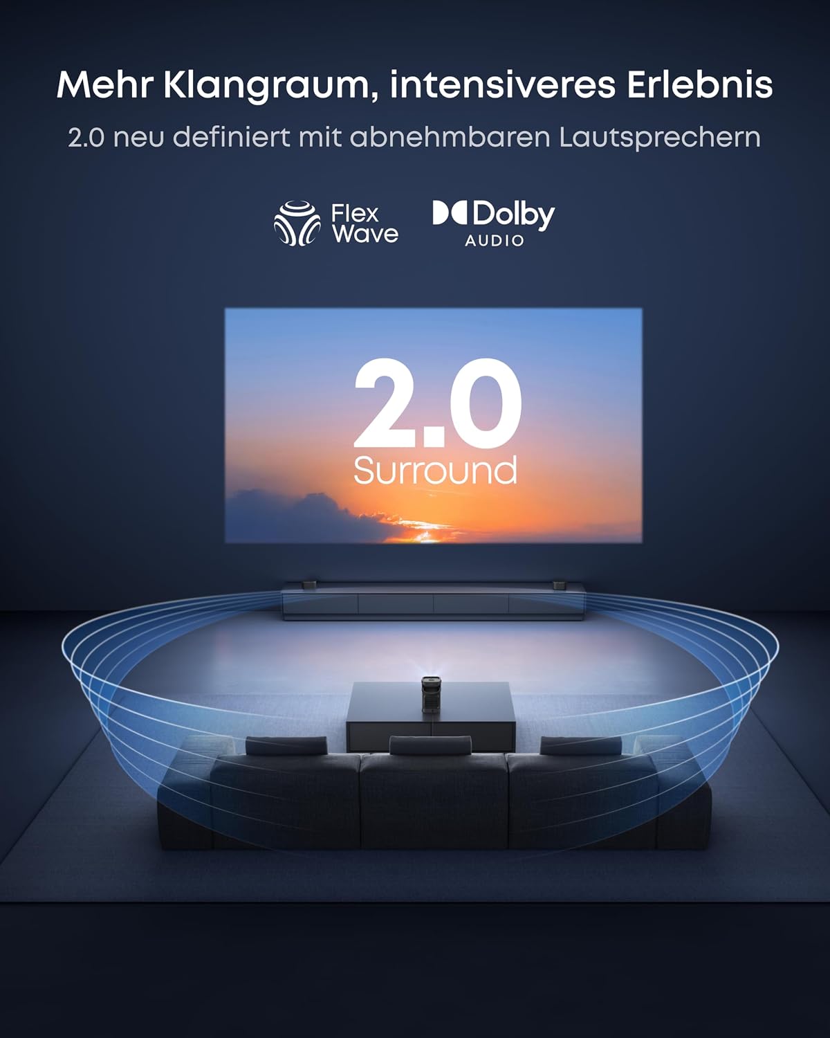 Detalle de Soundcore Nebula P1 Beamer mit 650 ANSI Lumen