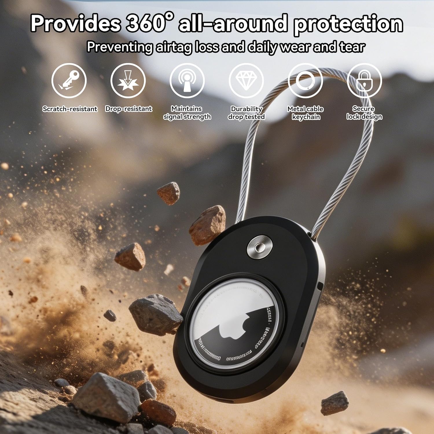 Thumbnail 4 de DDJ 4-Pack for AirTag Holder with Keychain: Waterproof Anti-Lost Cable Lock Case