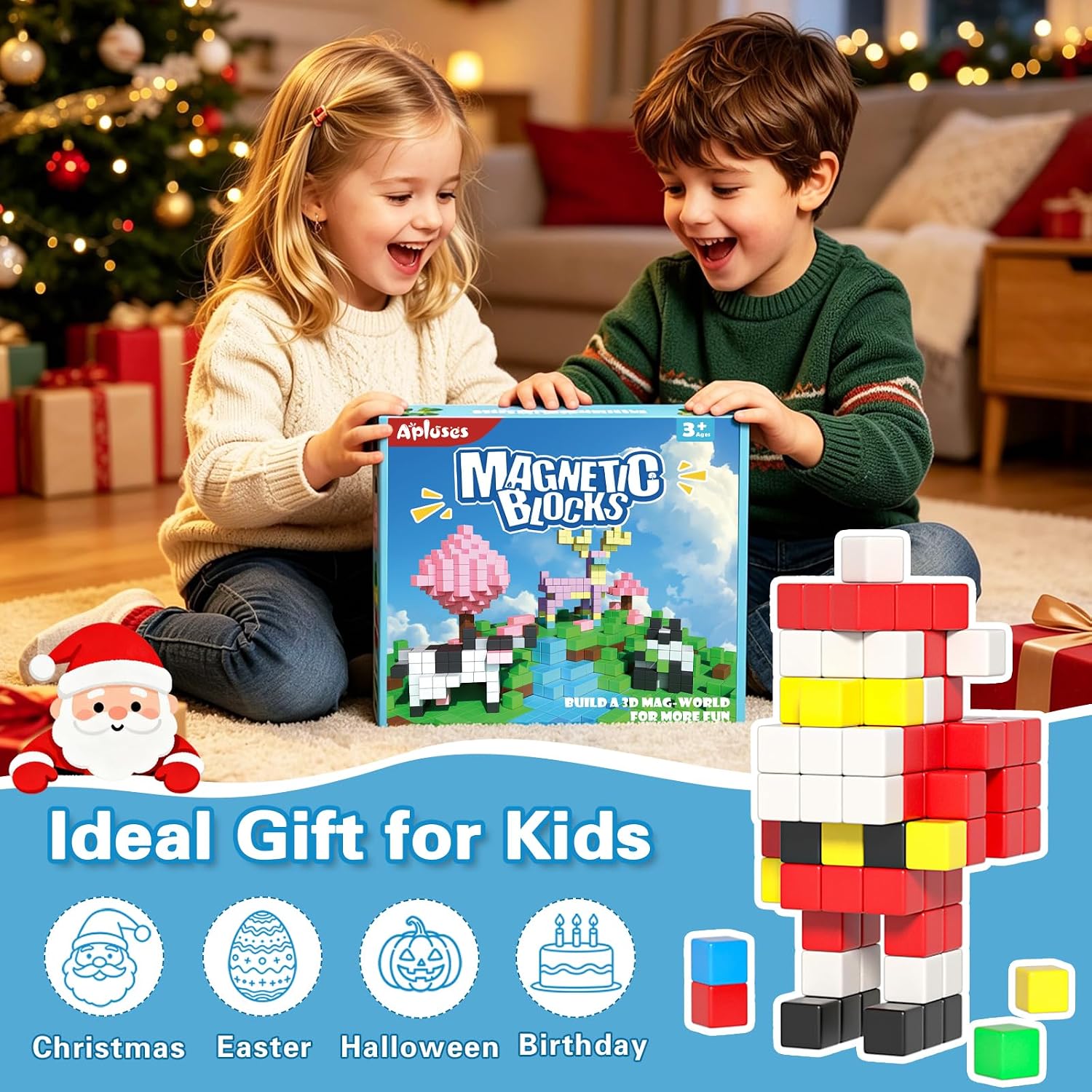 Thumbnail 6 de Apluses Magnetic Blocks magnetic building set for ages 3+
