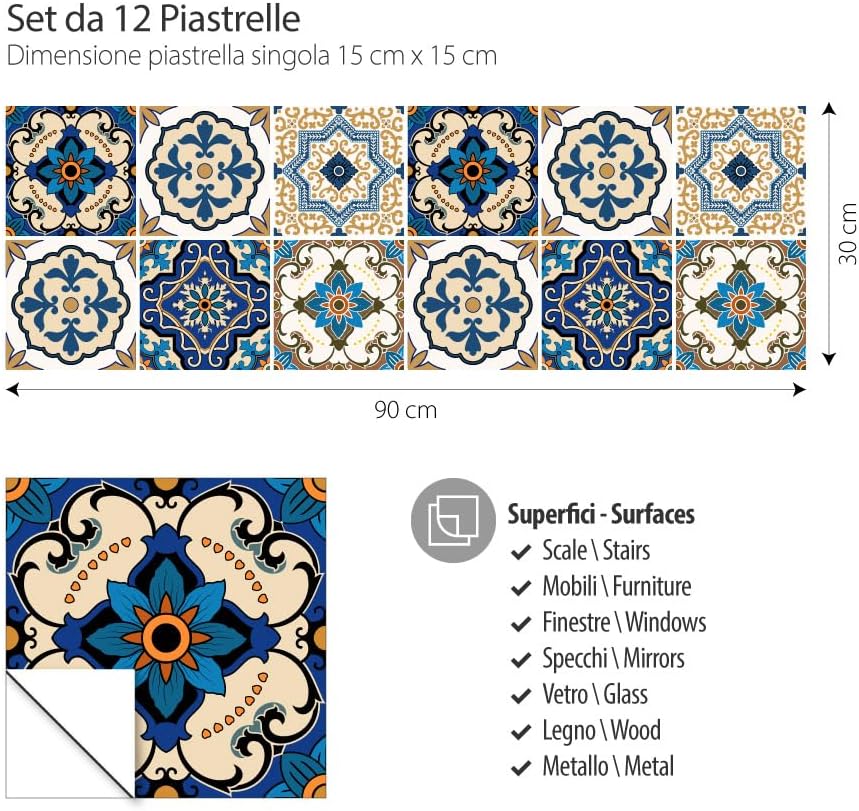 Thumbnail 2 de RE-COVERTILES – Stickers Carrelage PVC 15x15 cm (12 pièces) pour cuisine et salle de bain