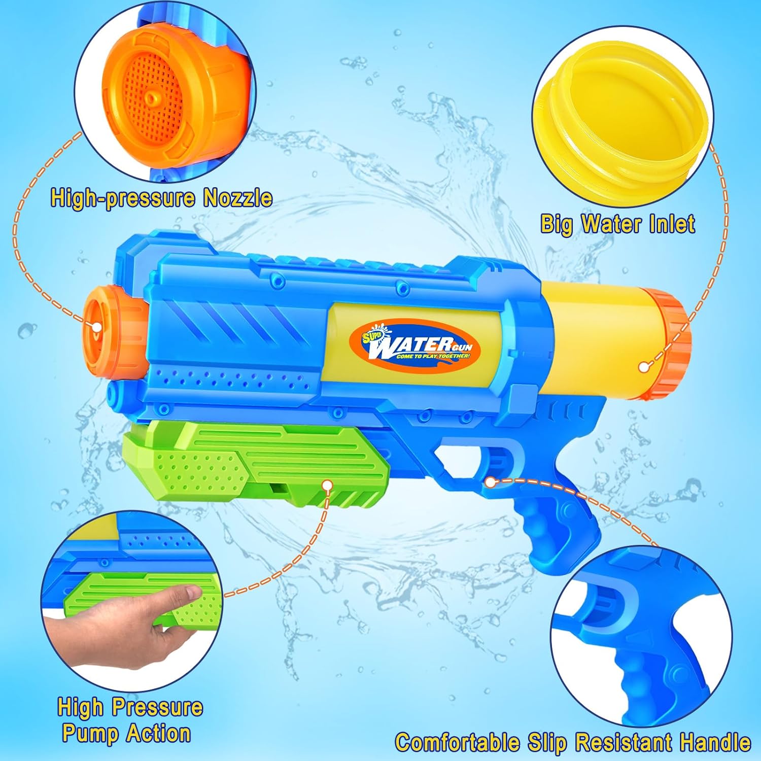 Thumbnail 5 de Super Water Gun for Kids & Adults: 2 Pack (1200CC) with Long Range Blaster