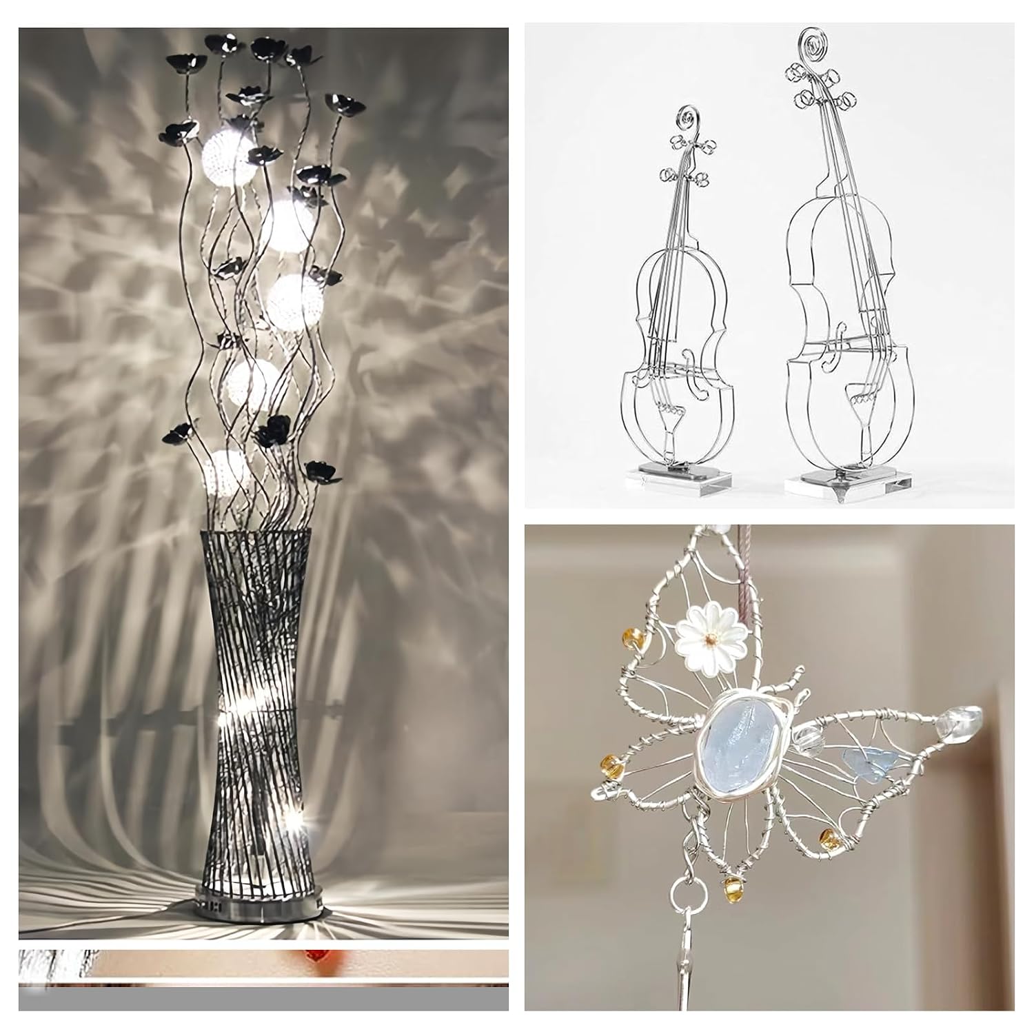 Detalle de Behiruch hantverkstråd 1 mm x 50 m – silverfärgad aluminiumtråd