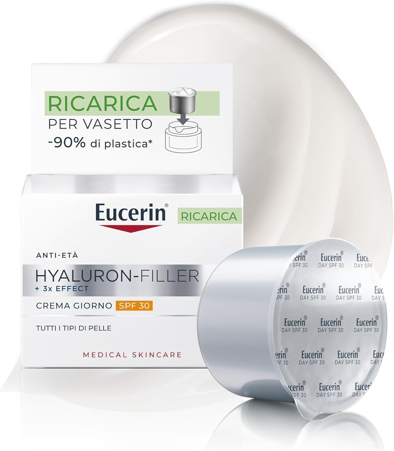 Detalle de Eucerin Hyaluron-Filler Refill Crema Giorno SPF 30 da 50 ml con acido ialuronico