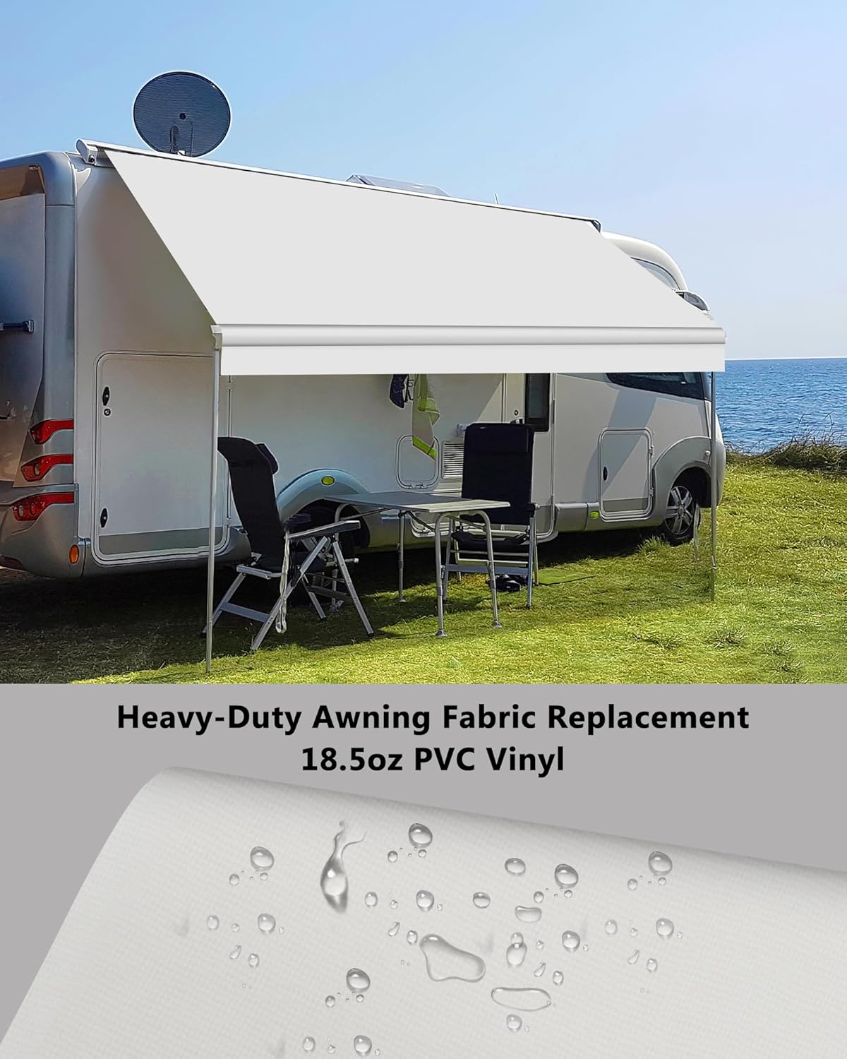 Thumbnail 1 de Xenjum RV Awning Fabric Replacement – Upgraded 18.5oz Vinyl, Universal 21' (Fabric 20'2") for Most RV Awnings