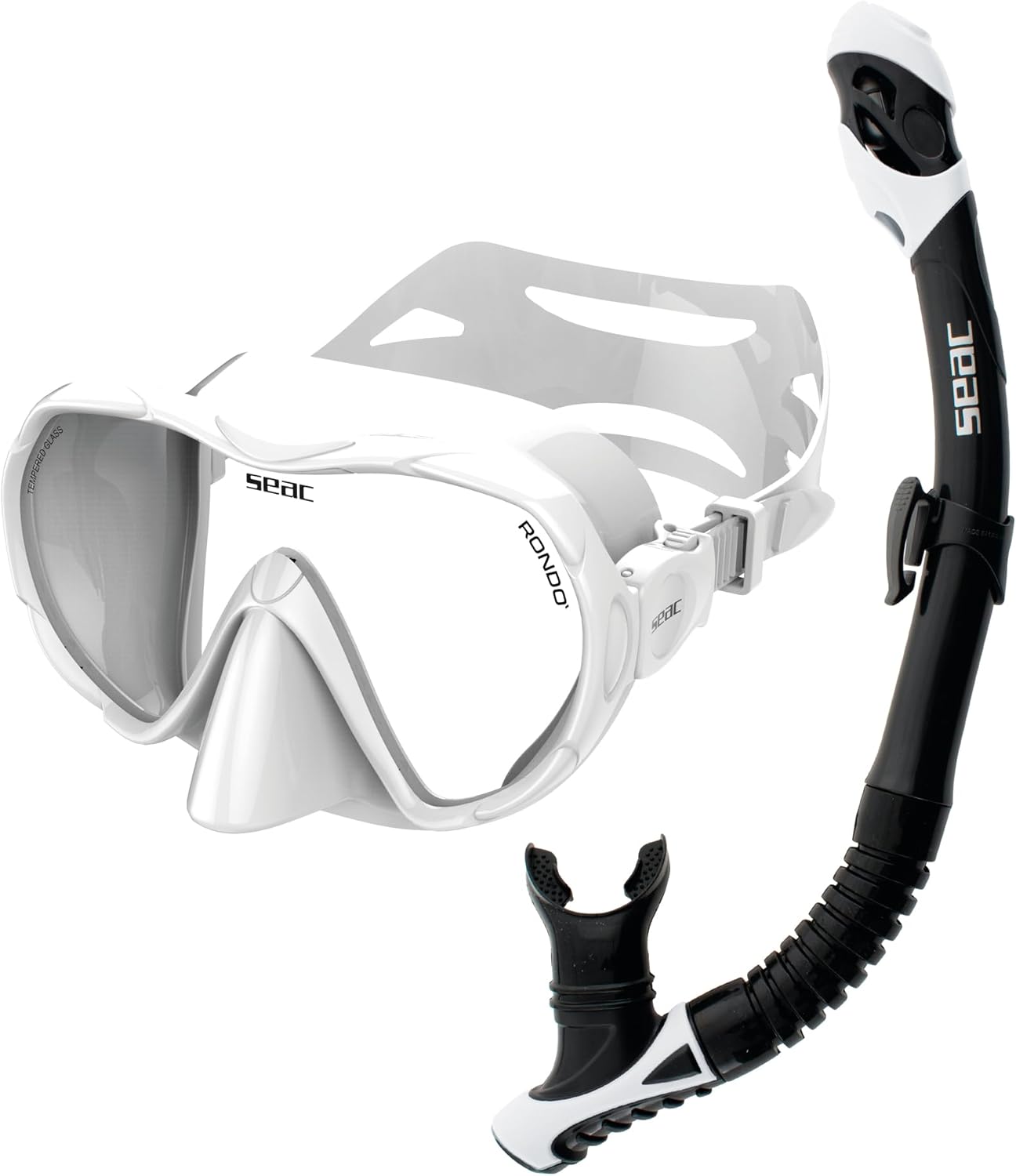 SEAC Set bis Rondò Dry: set snorkeling completo per adulti con maschera frameless e snorkel Dry Top