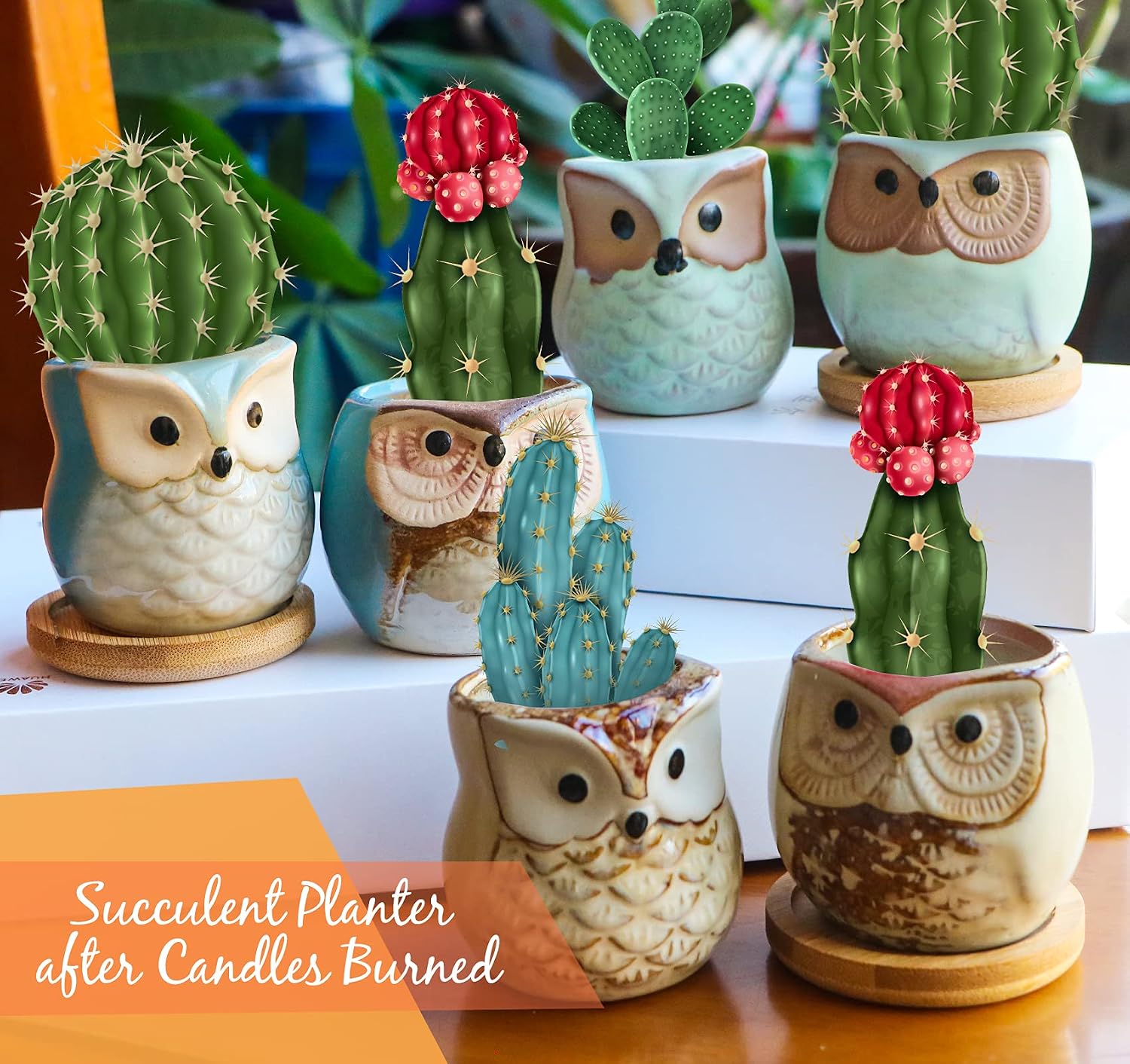 Detalle de Kinforse Citronella Candles – Elegant Owl Design, 6-Pack for Outdoor & Indoor Use