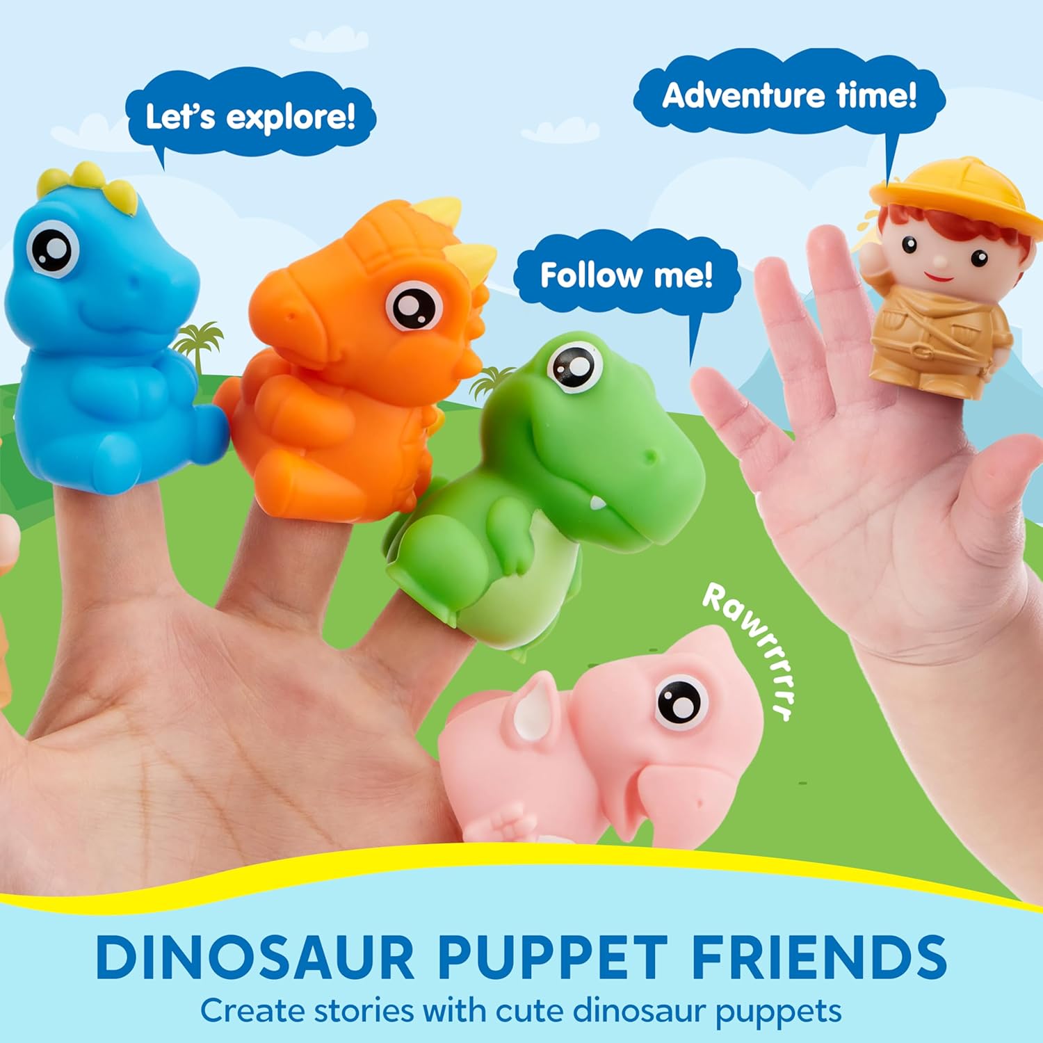 Thumbnail 4 de Play-Act dinosaur train learning toy set for toddlers (counting, matching & sorting) with 9 dinosaur figures