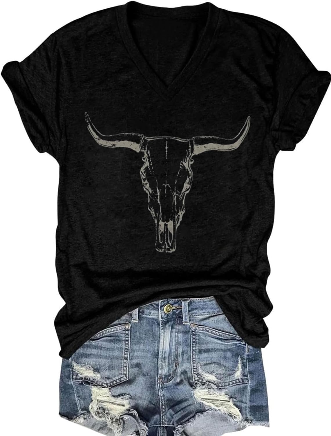 Detalle de Women's V-Neck Dragonfly Tee: Cute Summer Graphic Shirt