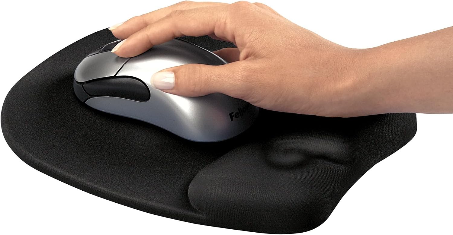 Detalle de Fellowes Memory Foam Mouse Mat with Wrist Support – Ergonomic Pad for Comfort and Support