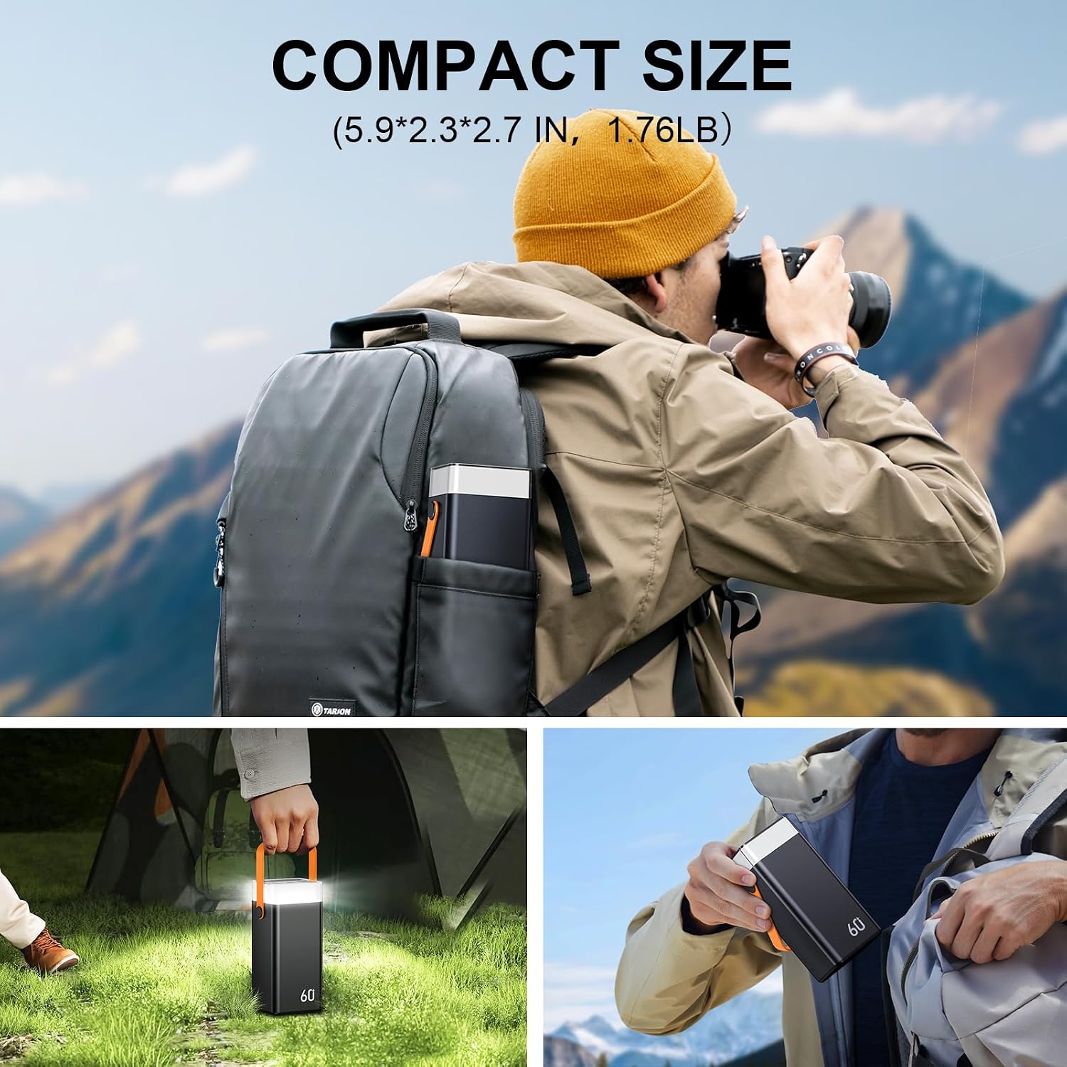 Thumbnail 6 de Batterie Externe 60000mAh avec Charge RapidePD 22,5W et 3 Câbles Intégrés – Orange