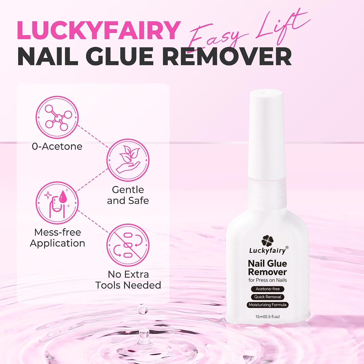 Detalle de Luckyfairy CALF-FJ039 Nail Glue Remover, 15 ml Acetone-Free Liquid