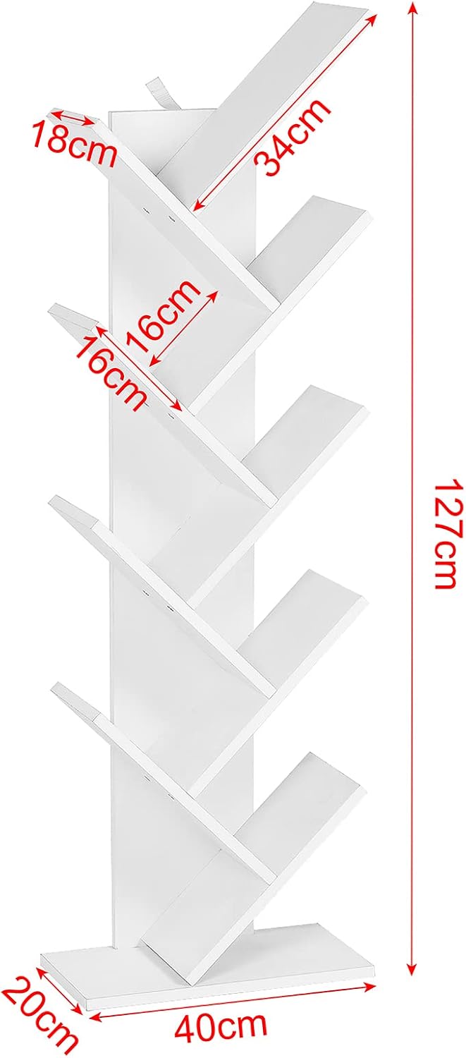Thumbnail 2 de EUGAD 0011SHG boekenkast met 9 niveaus, wit, 40 x 127 x 20 cm