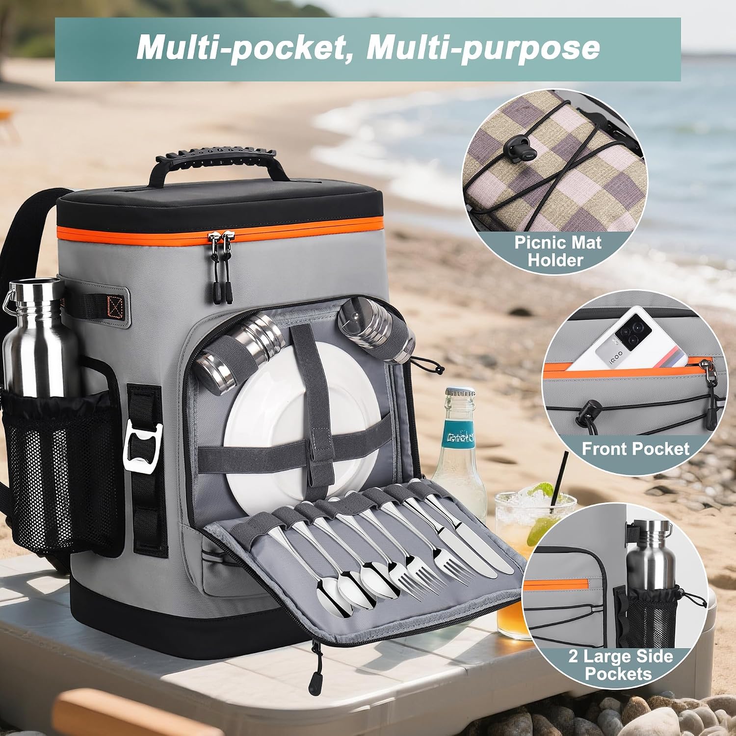 Detalle 2 de YOUNGOA 30L Cooler Backpack: Large Insulated Leakproof Rucksack for Outdoors