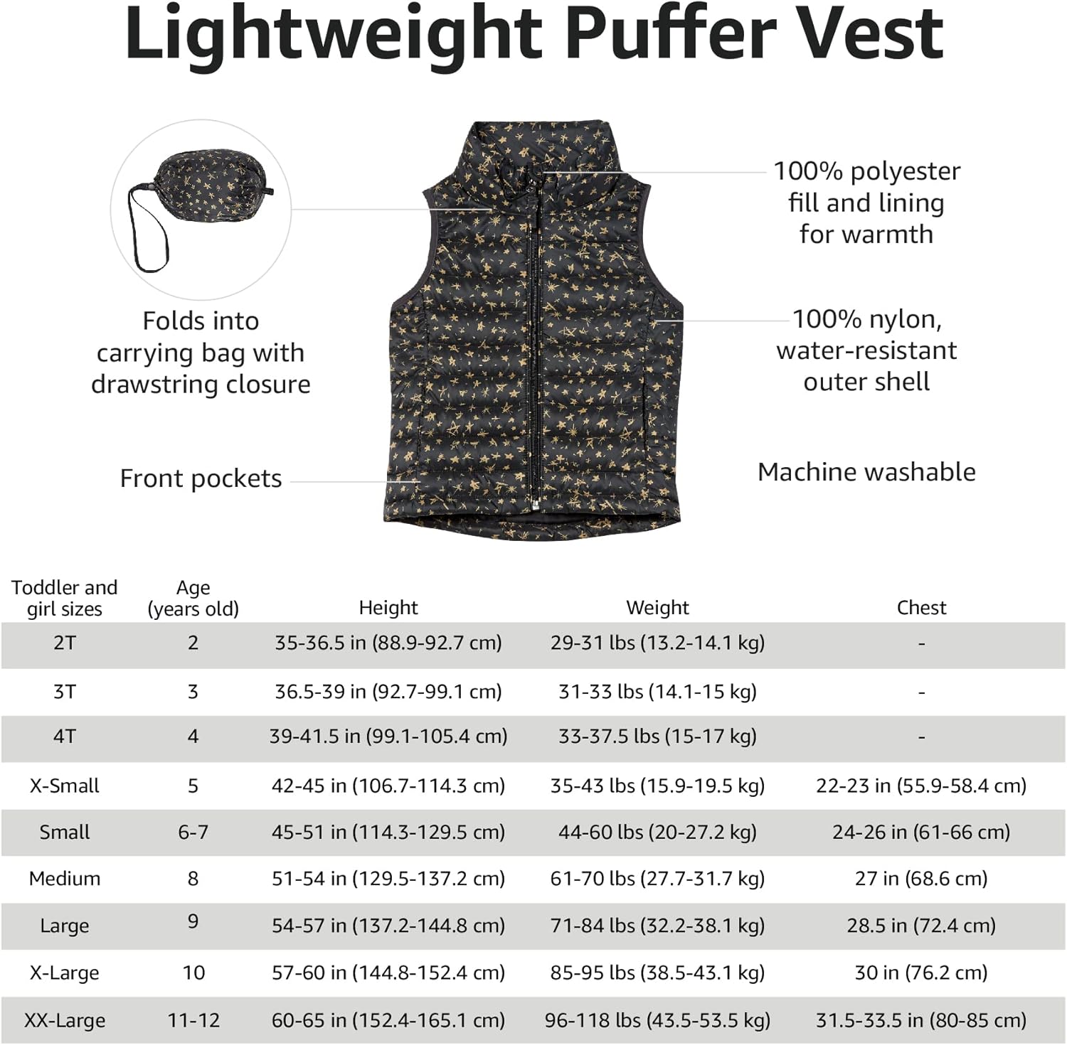 Thumbnail 6 de Amazon Essentials Girls and Toddlers' Lightweight Water-Resistant Packable Puffer Gilet