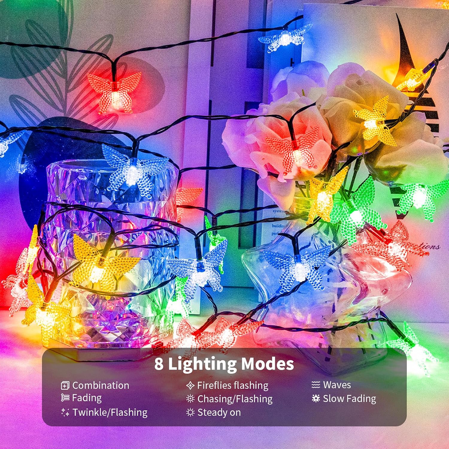 Detalle 2 de Isisyu Solar Lichterkette Schmetterling 20 LED
