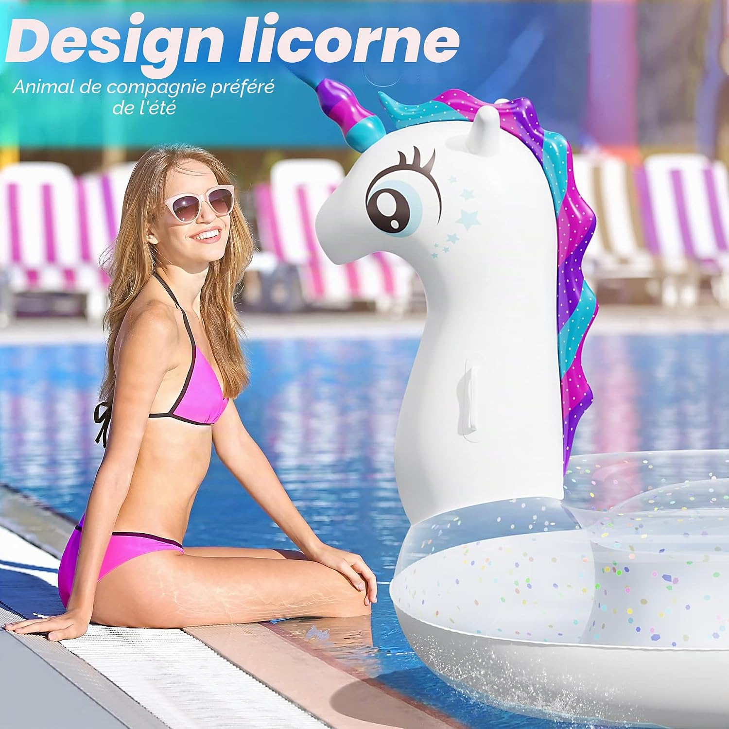 Detalle de Subtail Bouée Piscine Licorne – Matelas gonflable XL pour adulte