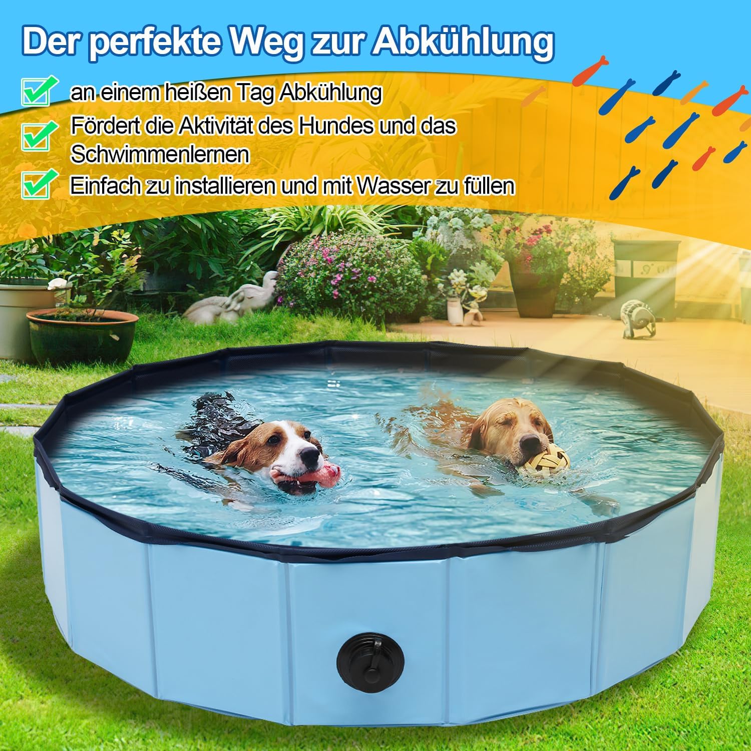 Thumbnail 2 de Gimisgu Hundepool 80 x 20 cm – faltbar, rutschfest & mit Reparaturset (blau)