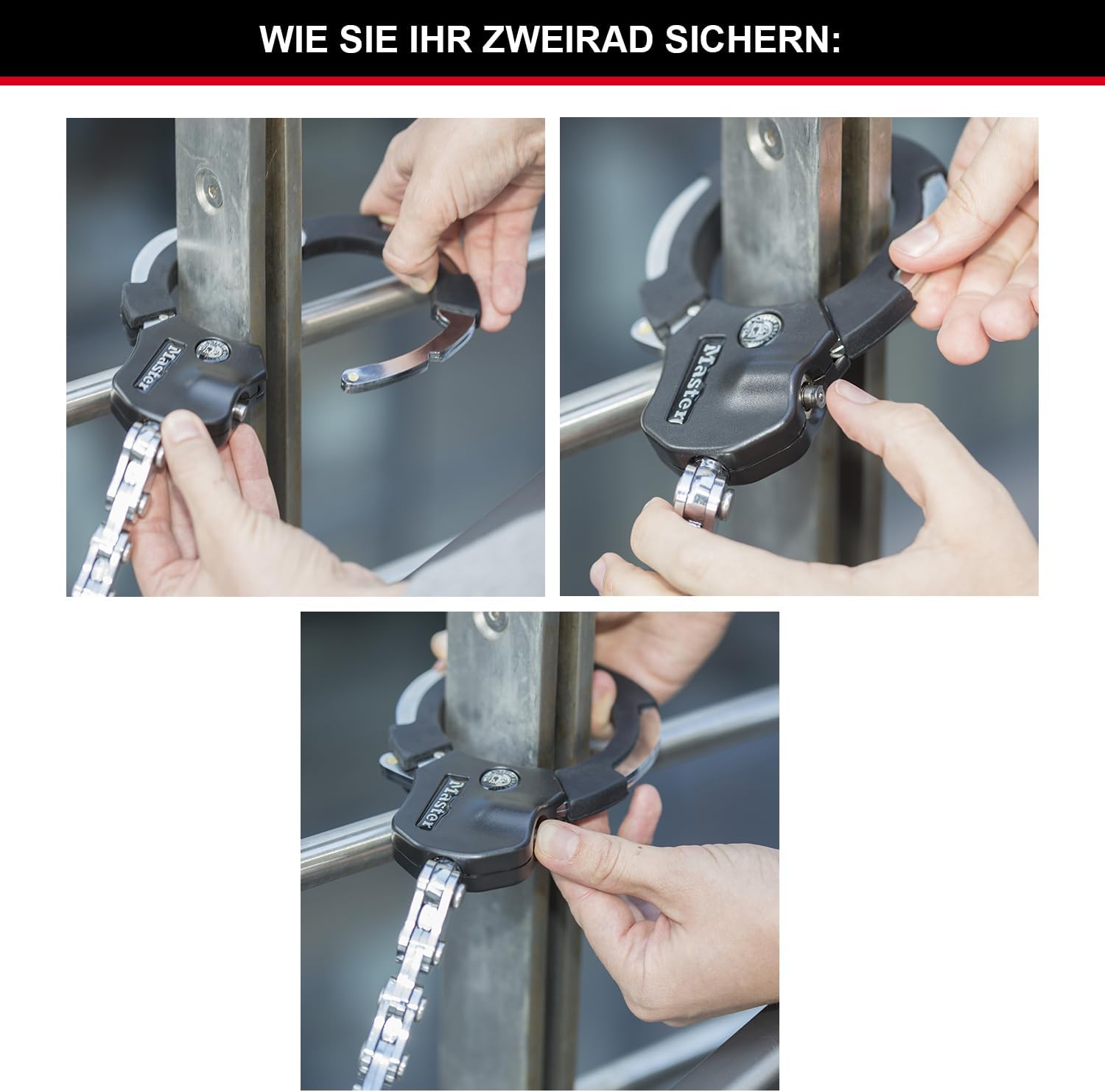 Detalle 2 de Master Lock Kabelschloss 1 m mit Schlüssel – robustes Fahrrad-, Scooter- und Kinderwagenkabel