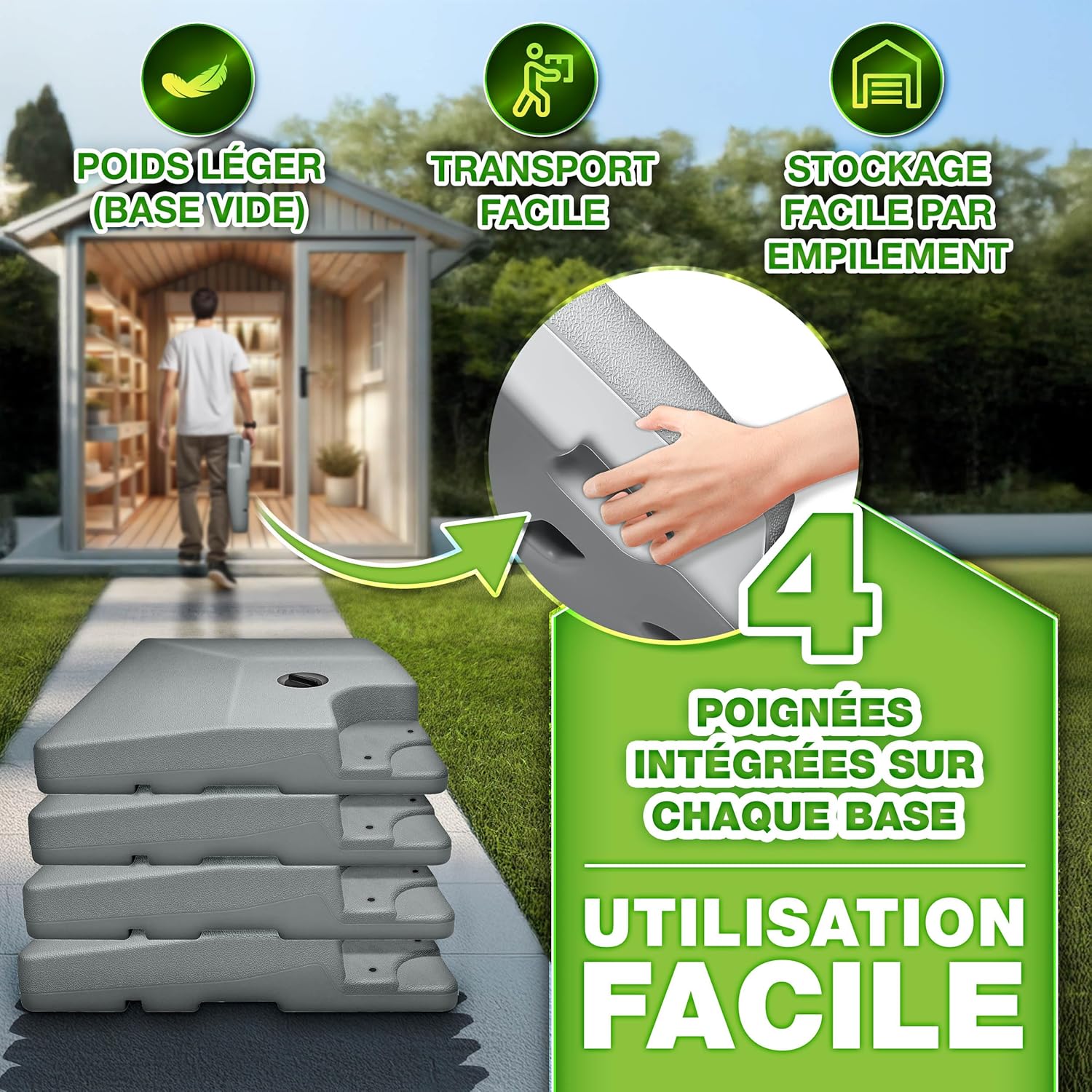 Thumbnail 1 de tillvex Lestage pied 90 litres 120 kg pour parasol