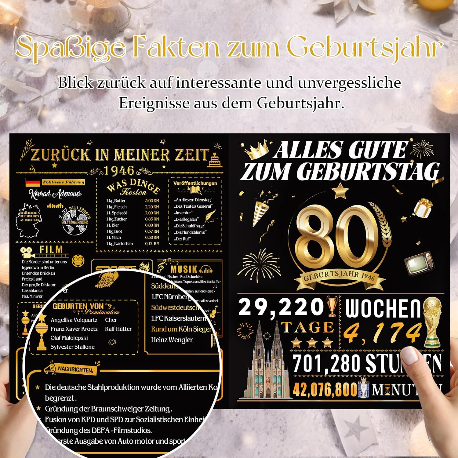 Detalle 2 de Olosong Geburtstagskarte zum 80. Geburtstag – 3D Pop-up Karte „80“ mit Umschlag