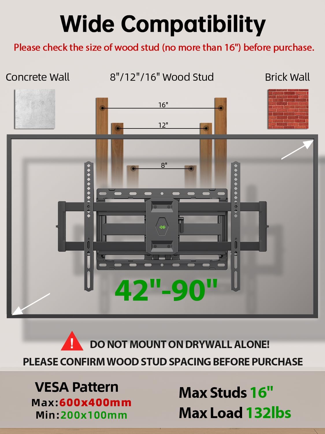 Detalle 2 de USX Mount Full Motion TV Wall Mount 132 lb