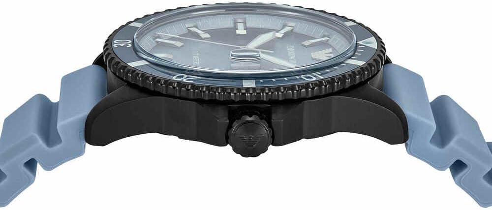 Thumbnail 4 de Emporio Armani Uhr für Herren – Quarz-Dreizeiger mit Datum, 42 mm Gehäuse, blaues Sunray Zifferblatt, Silikonband