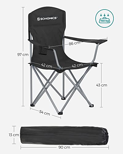 Detalle de SONGMICS GCB08BK: juego de 2 sillas de camping plegables con respaldo alto y apoyabrazos