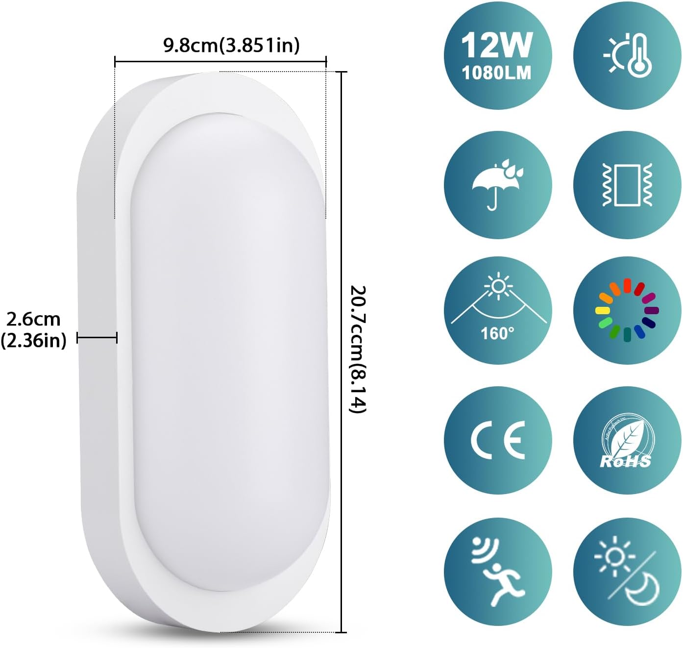 Detalle 2 de GOOSKI LED Kellerlampe 12 W mit Sensor