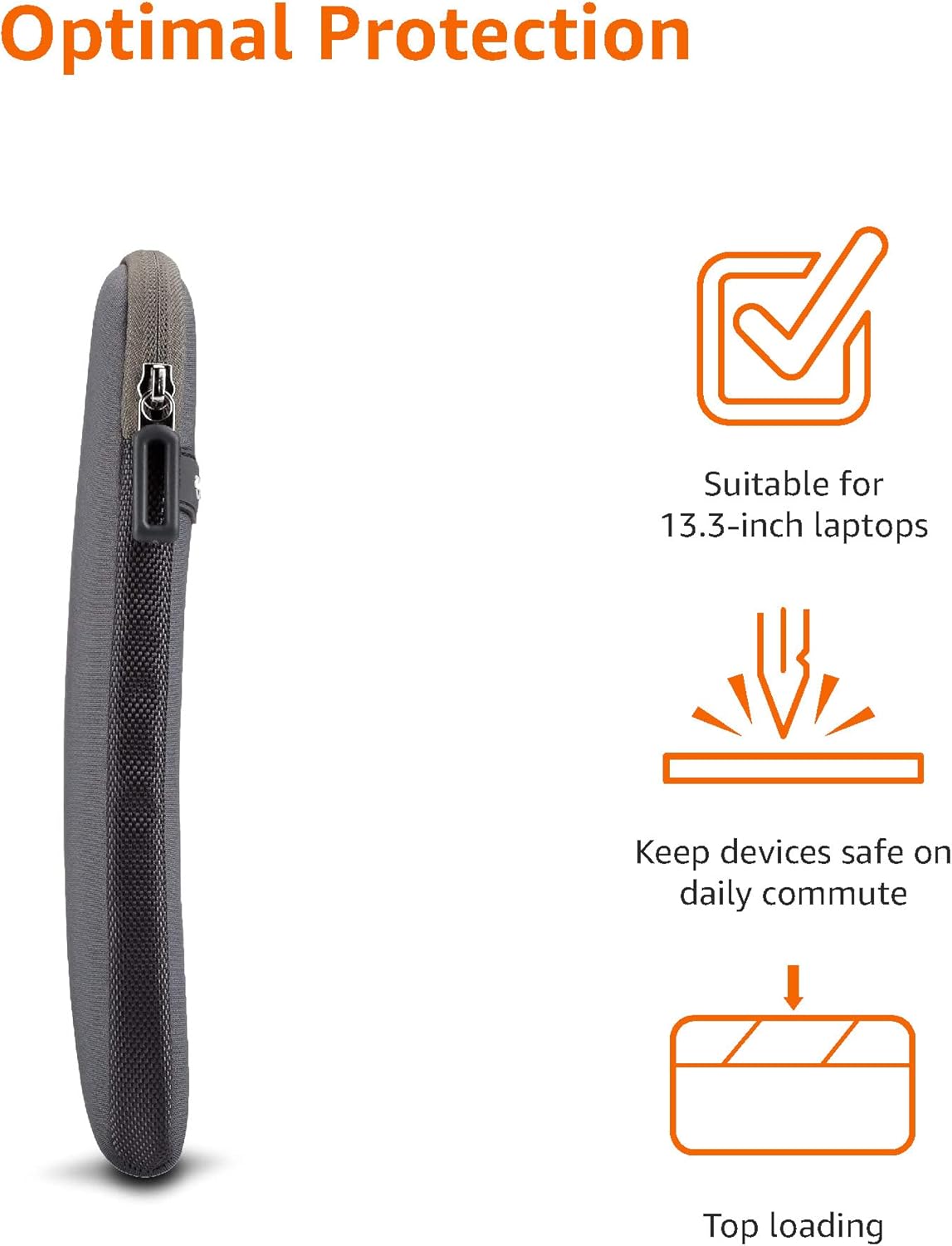 Thumbnail 3 de Amazon Basics Laptop-Schutzhülle für 13,3" (Grau) – Neopren-Tasche mit Reißverschluss