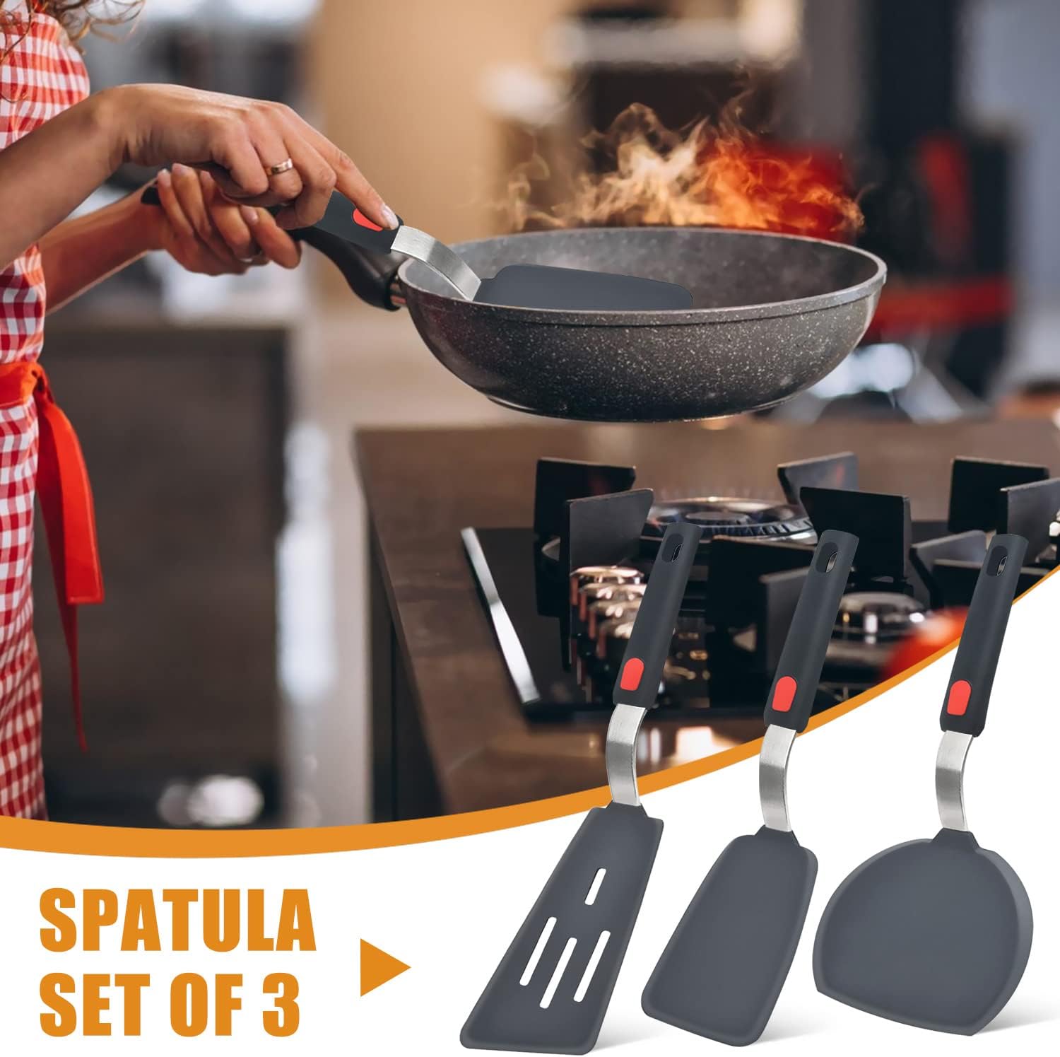 Thumbnail 6 de Beijiyi Silicone Spatula Turner Set of 3 — 600°F Heat Resistant, Nonstick-Safe, BPA Free