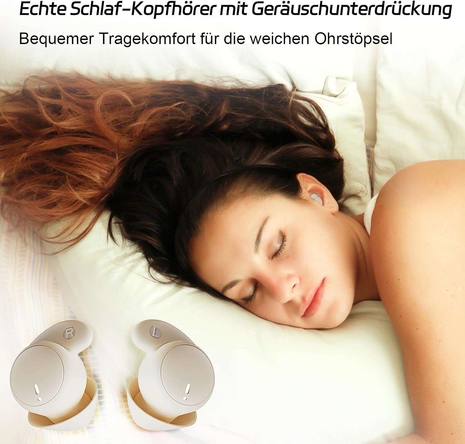 Detalle 2 de esonstyle Schlafkopfhörer – Unsichtbare Mini-Kopfhörer für Seitenschläfer mit Bluetooth 6.0 und IPX6