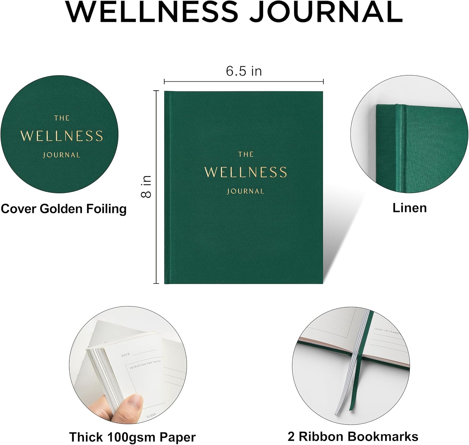 Thumbnail 4 de &And Per Se WJ-01 Wellness Journal, Undated 91-Day Forest Green Planner