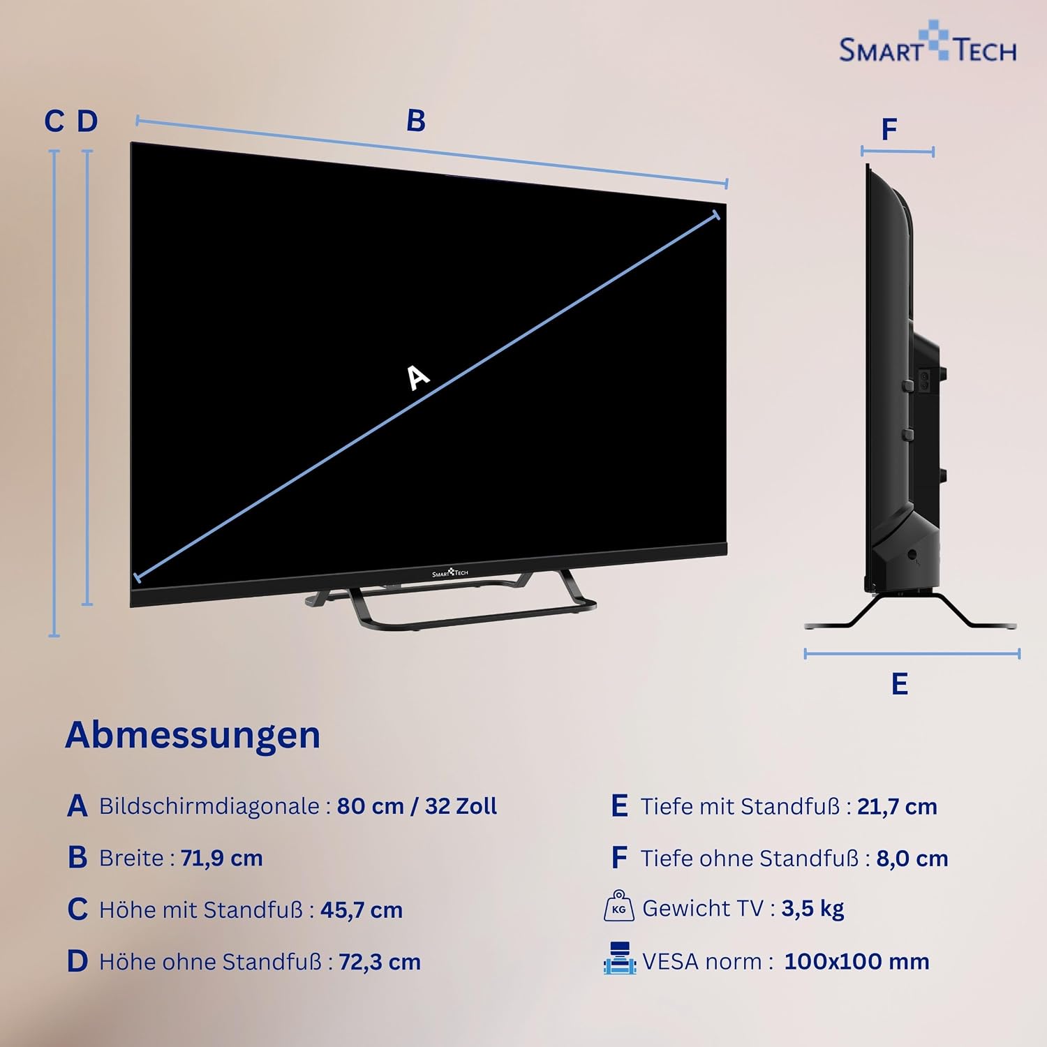 Thumbnail 2 de Smart Tech 32HV02V – 32-Zoll LED Smart TV mit VIDAA, Triple-Tuner und HD-Auflösung