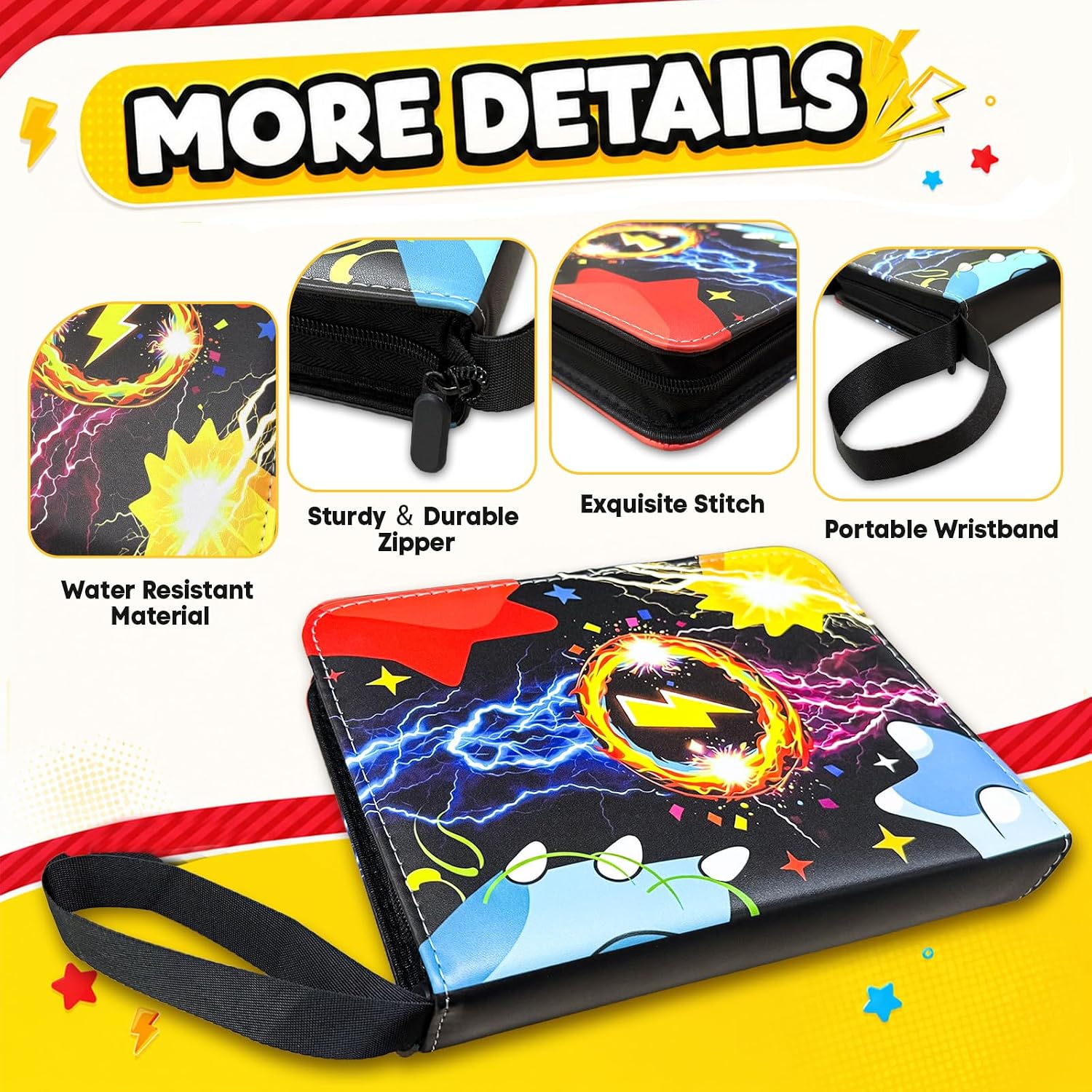 Detalle de KEMINO CB-001 Trading Card Binder, 400-Card Capacity, Zippered PU Cover