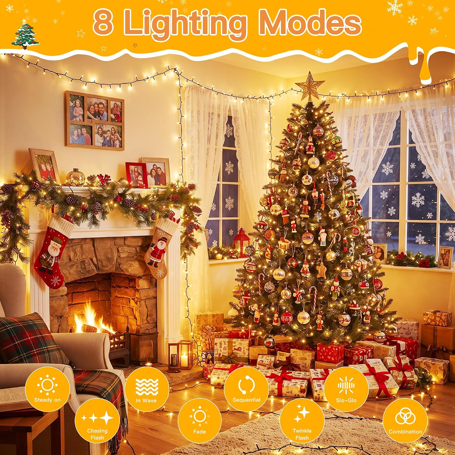 Detalle de HeiPard 164ft Warm White LED Christmas Lights, 500 LEDs, Remote Control