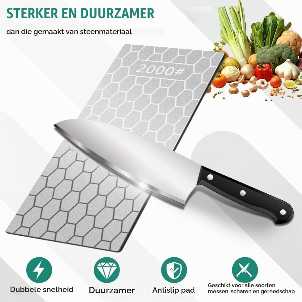 Detalle 2 de Aolso diamantslijpstenenset met 5 korrels voor keuken- en tuinmessen