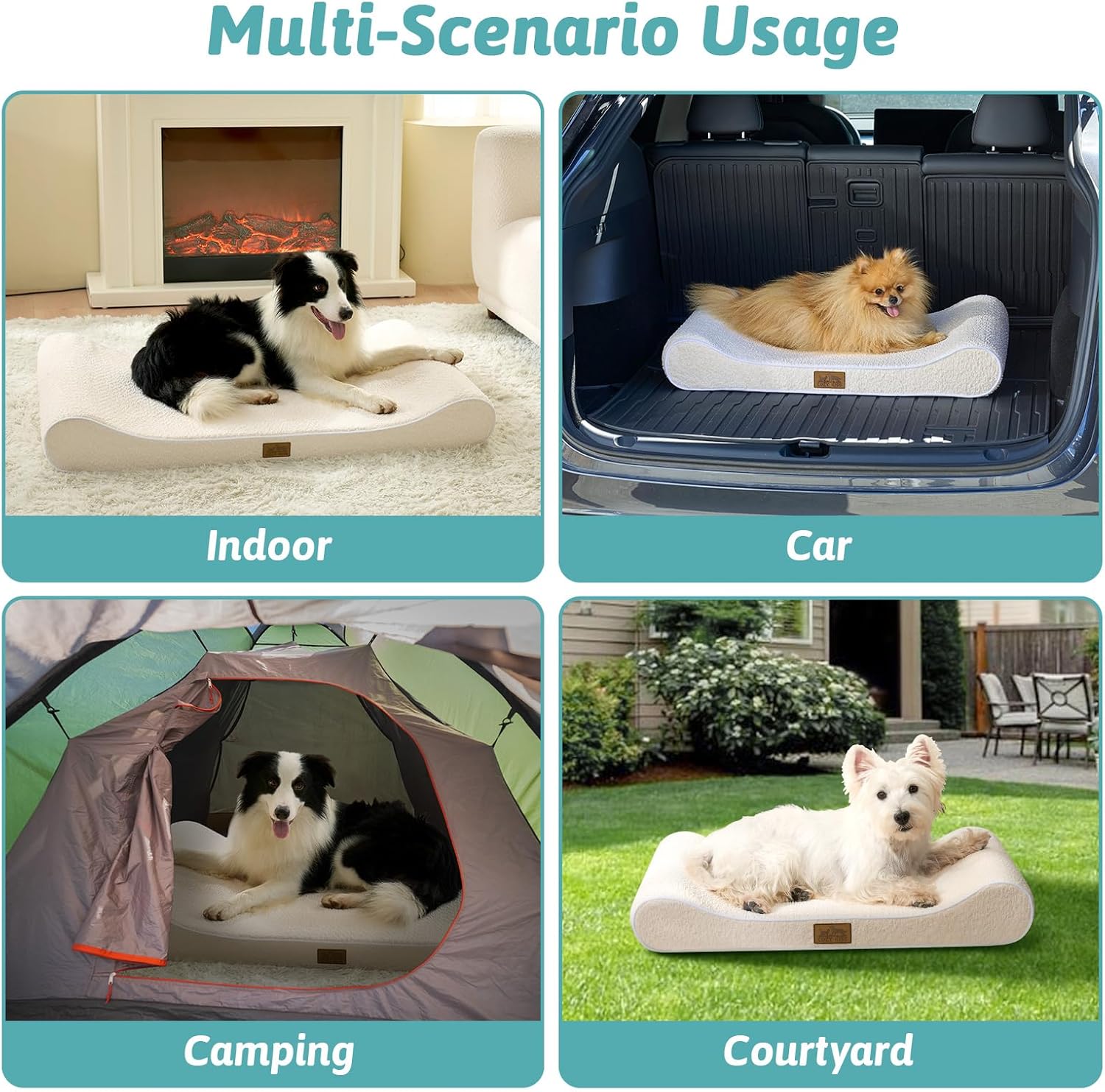 Thumbnail 6 de COZY KISS Large Dog Bed (114x76x15cm) with washable cover, anti-slip base and 25D foam – Beige, Size L