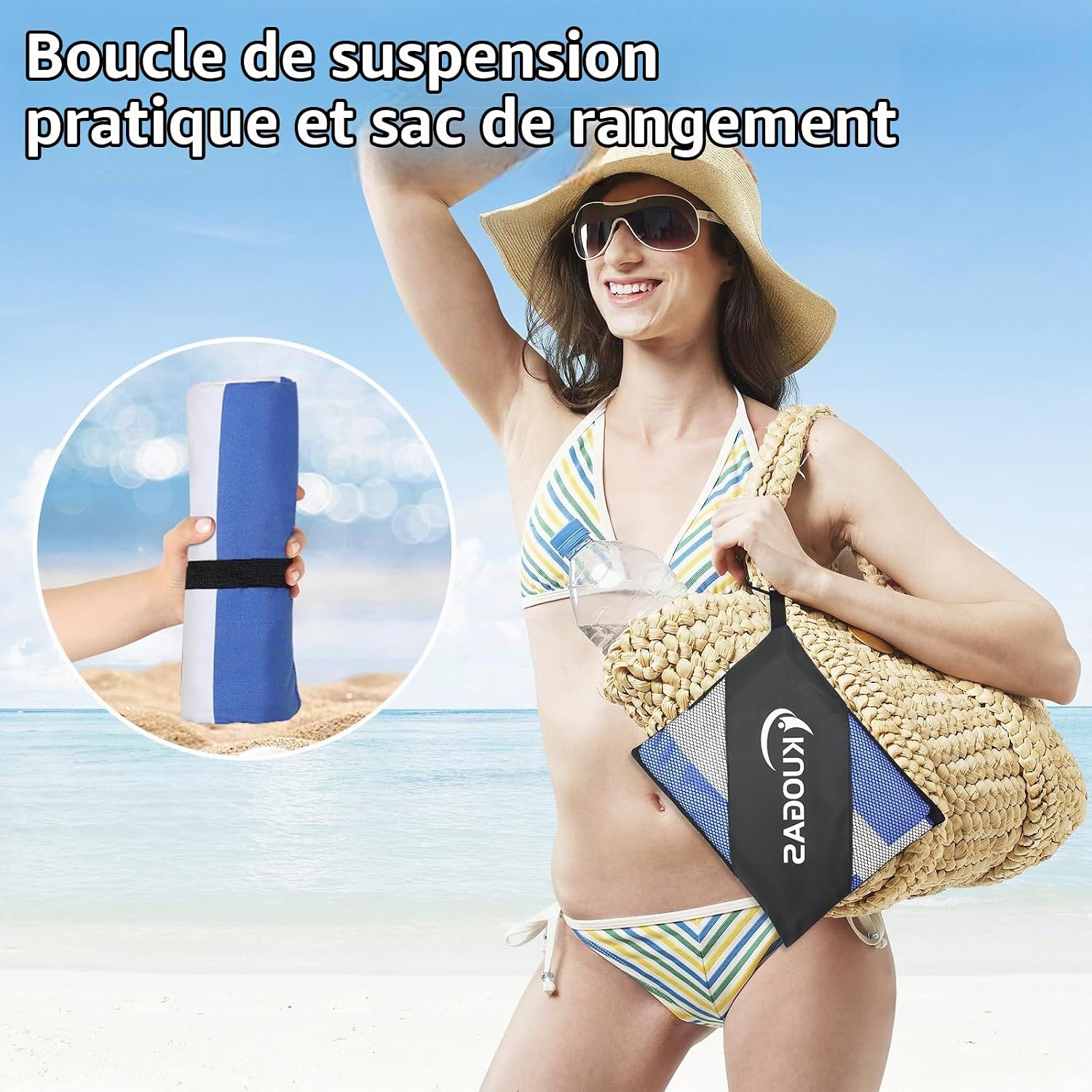 Detalle 2 de Vortix C0108-0234 set van 2 XXL-strandhanddoeken in microvezel, 90 × 180 cm
