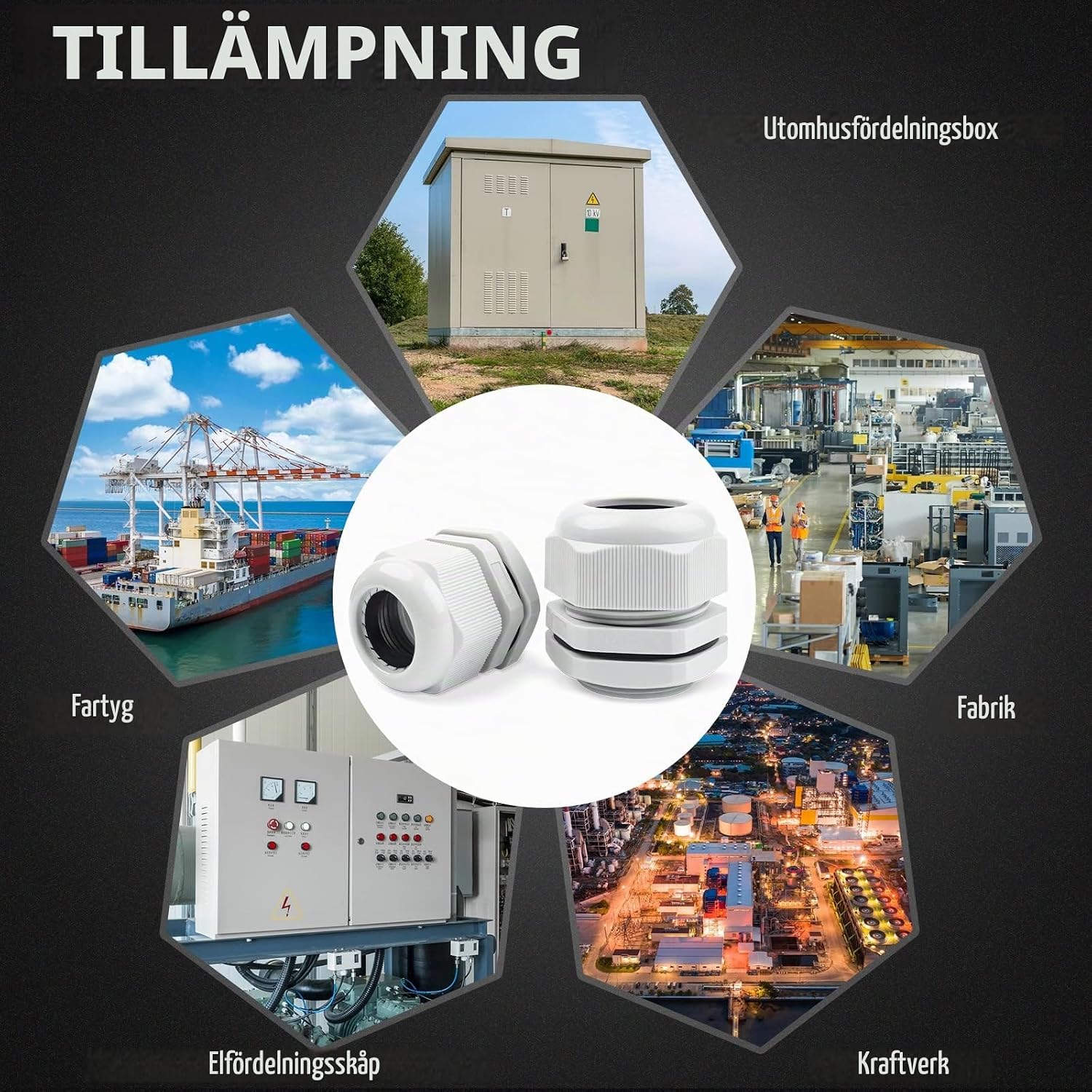 Thumbnail 6 de Hanibos M32 kabelgenomföring, IP68, PA66, för kablar 16–21 mm